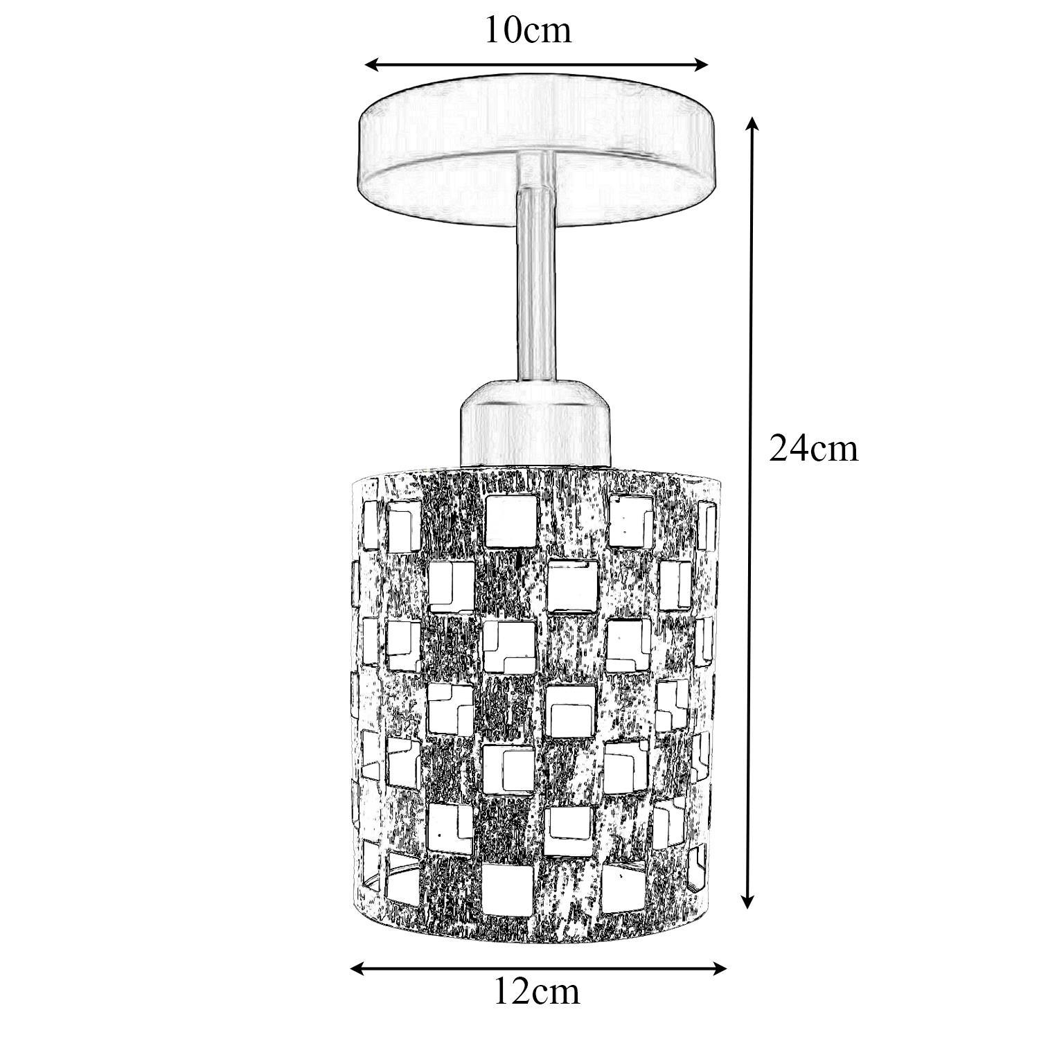 Modern flush ceiling light E27 lamp in black with a stylish design, showcasing its metal construction and elegant light cage.