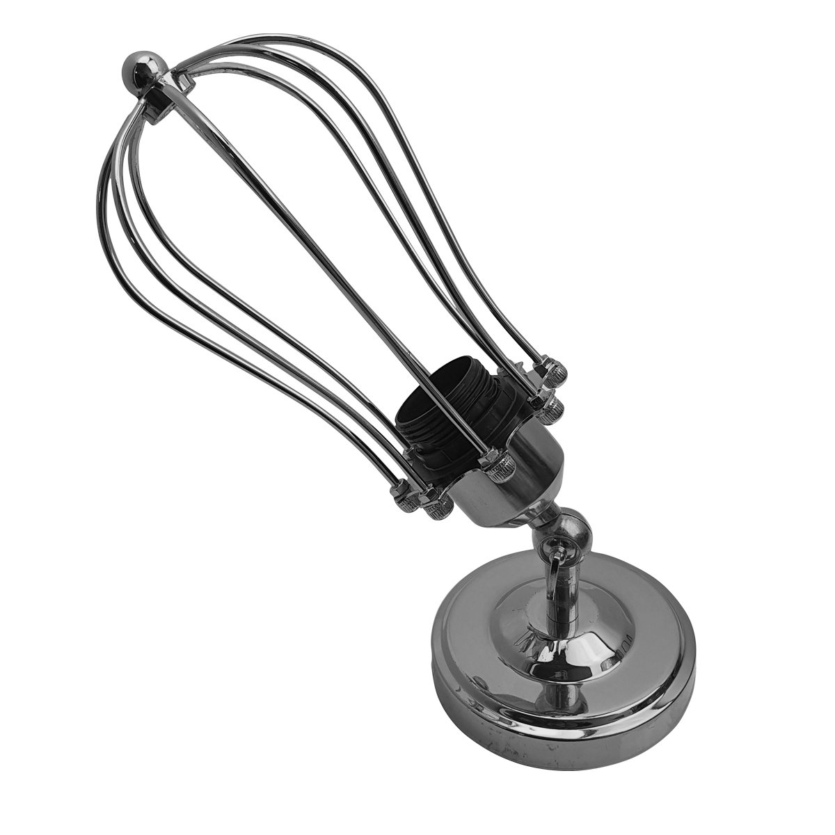 Modern Industrial Chrome Flex Arm Retro Light Cage Ceiling Fixture showcasing a stylish metal cage design with a chrome finish.