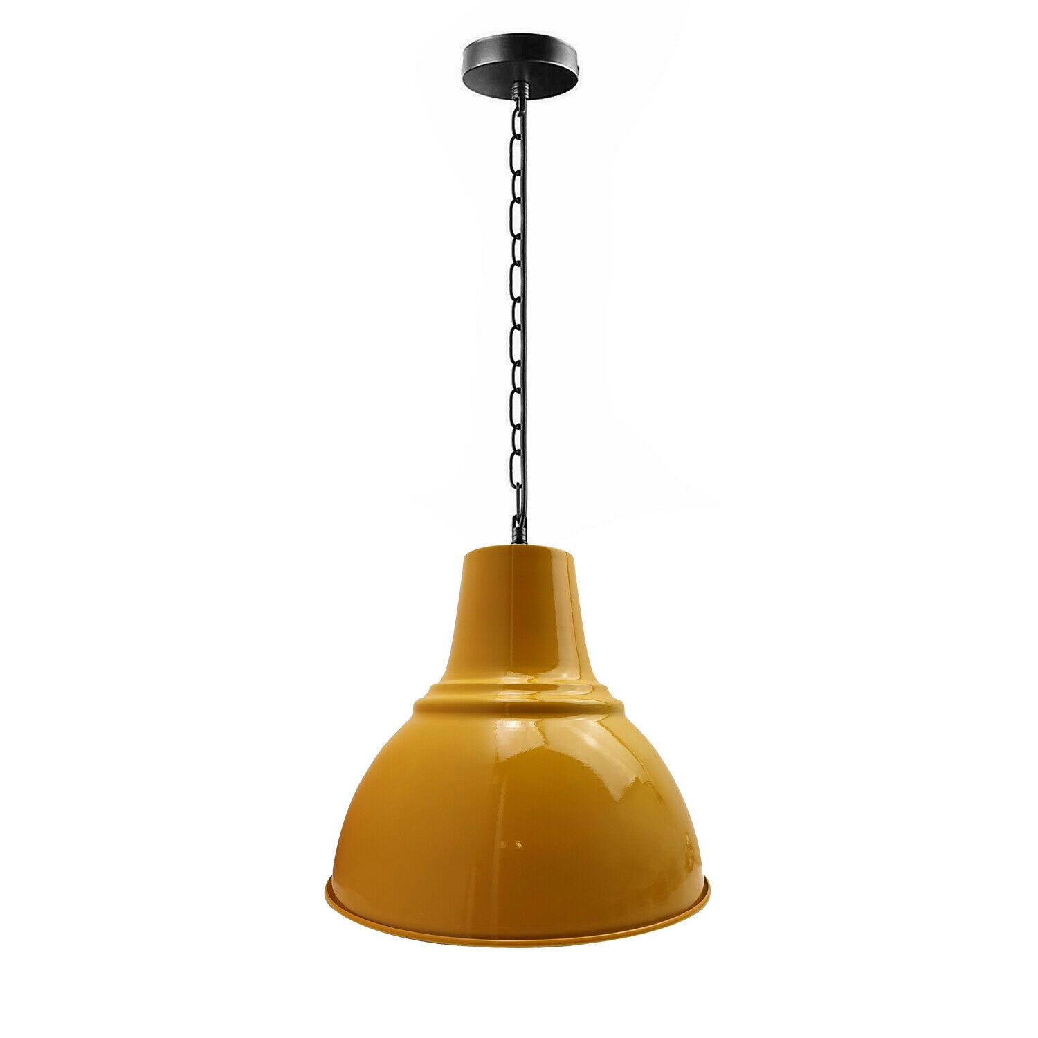 Modern Industrial Pendant Light Lamp Shade in Black, Yellow, and Grey colors with included bulbs, showcasing a retro industrial design.