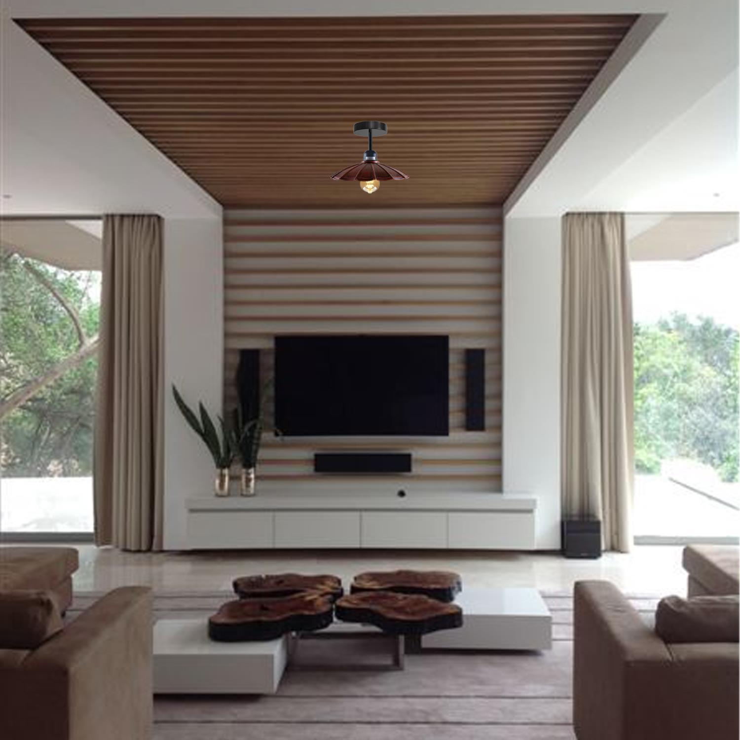 Modern Industrial Retro Metal Ceiling Pendant Lampshade in various colors, showcasing its stylish design and E27 lamp base.