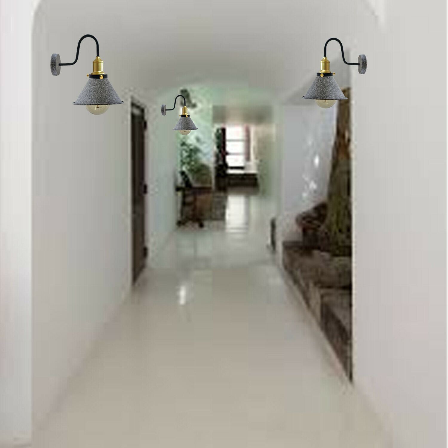 Modern Industrial Vintage Retro Rustic Sconce Wall Light with a sleek cone design and glossy finish, perfect for stylish home decor.