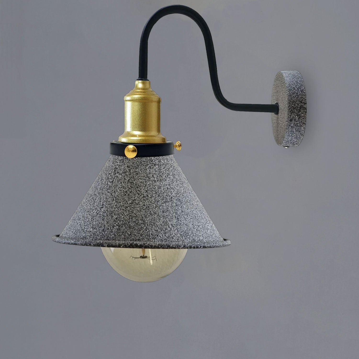 Modern Industrial Vintage Retro Rustic Sconce Wall Light with a sleek cone design and glossy finish, perfect for stylish home decor.