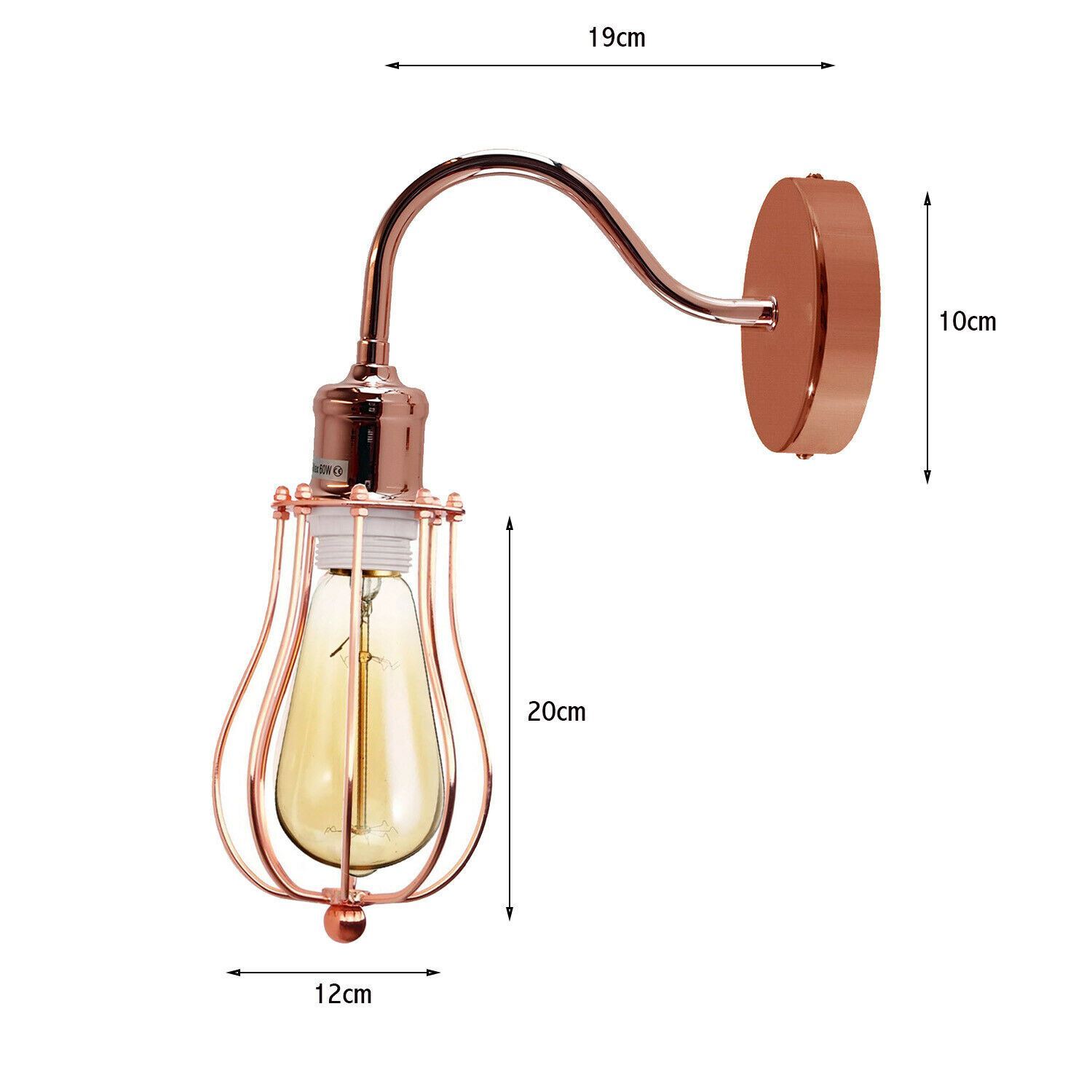 Modern Industrial Wall Mounted Light with metal cage design, perfect for rustic home decor.