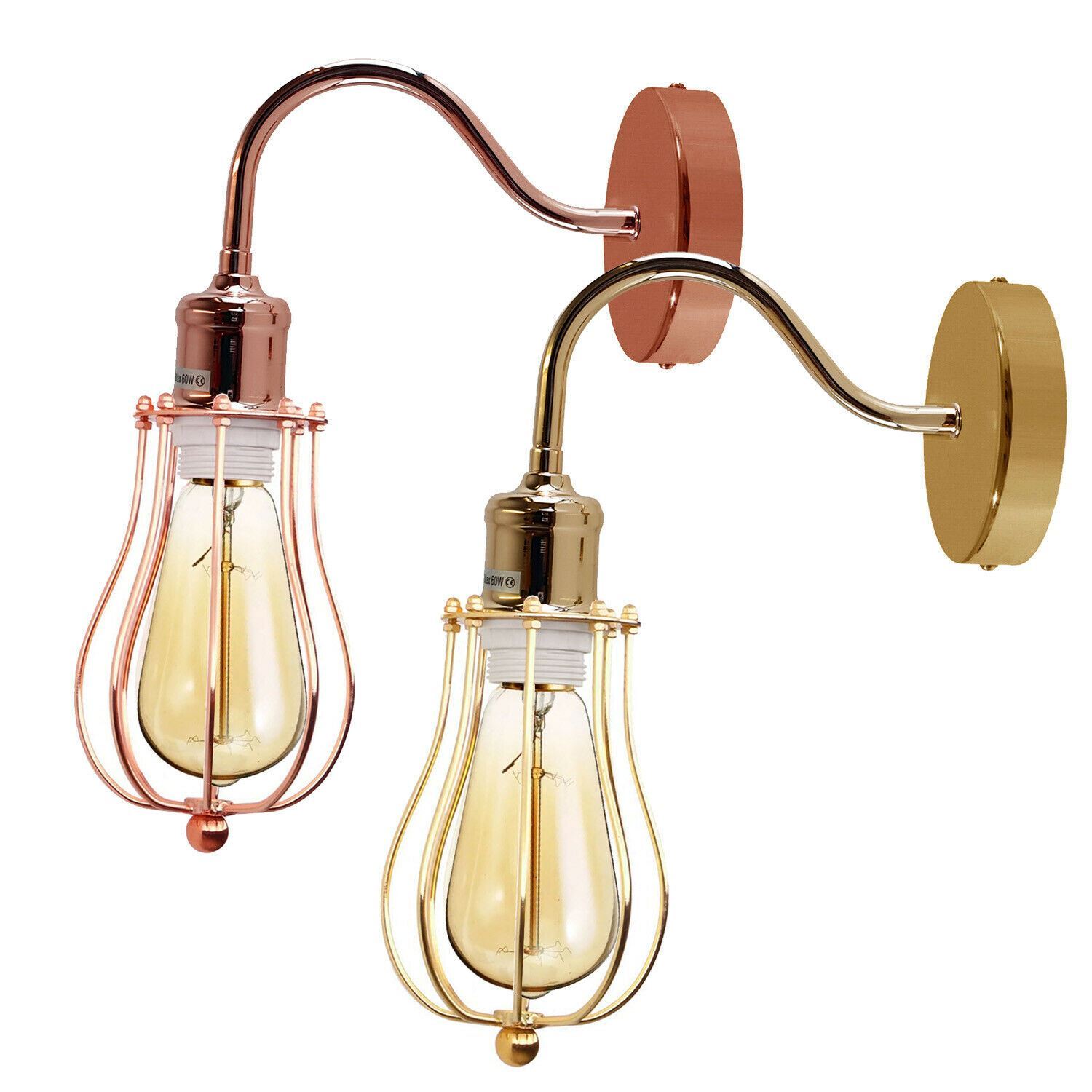 Modern Industrial Wall Mounted Light with metal cage design, perfect for rustic home decor.