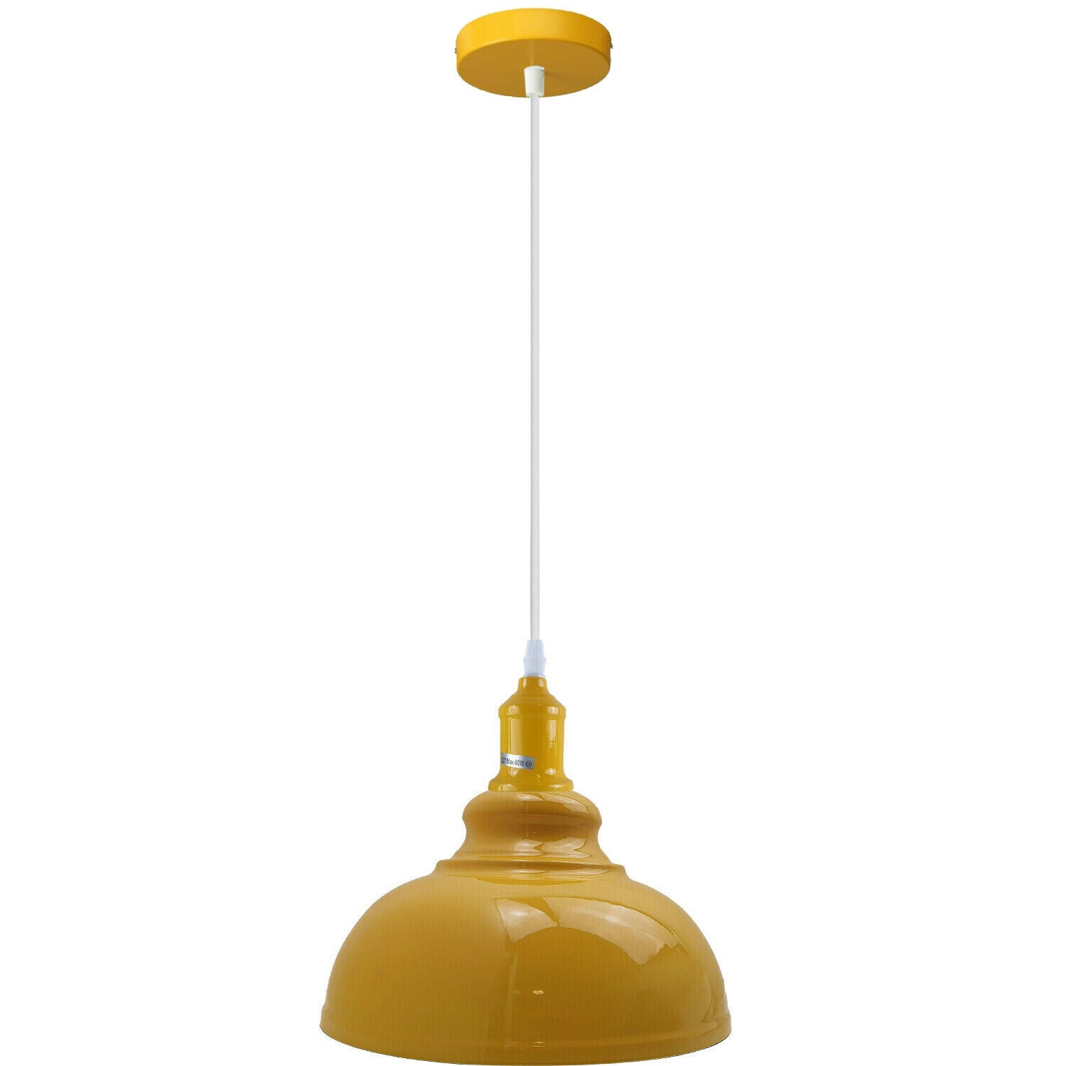 Modern Italian Yellow Chandelier Vintage Pendant Light Shade showcasing a unique vintage design with sturdy metal construction in a vibrant yellow color.