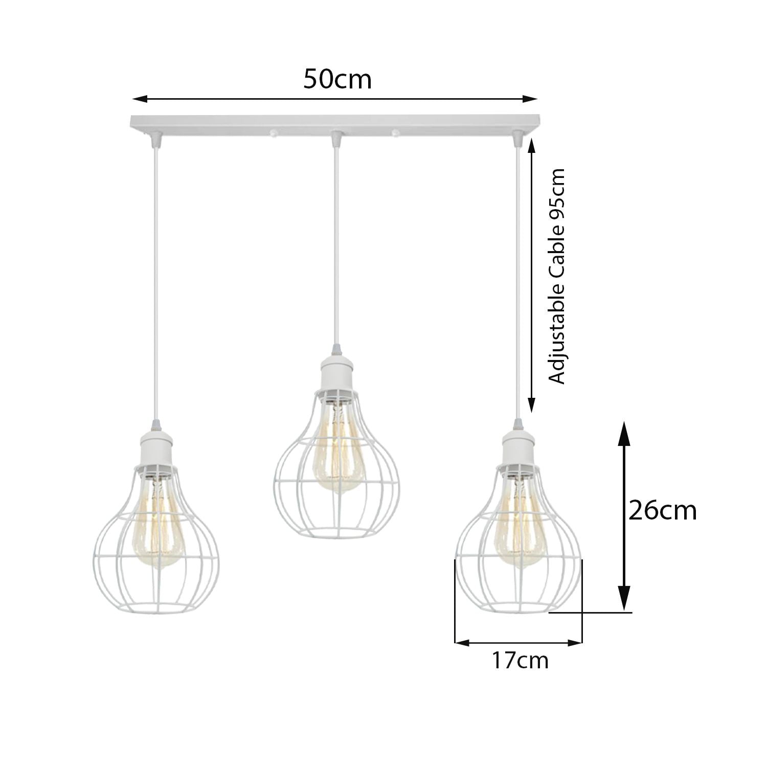 Modern Loft Vintage Industrial Retro Wire Cage Shade Pendant light showcasing its stylish wire cage design and white finish.