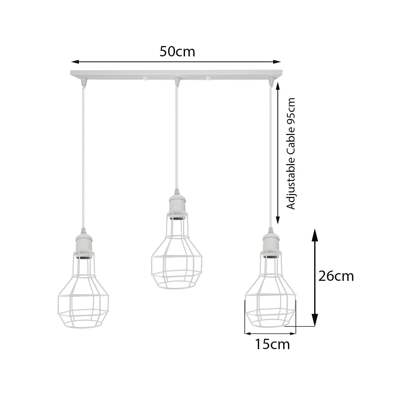 Modern Loft Vintage Industrial Retro Wire Cage Shade Pendant light showcasing its stylish wire cage design and white finish.