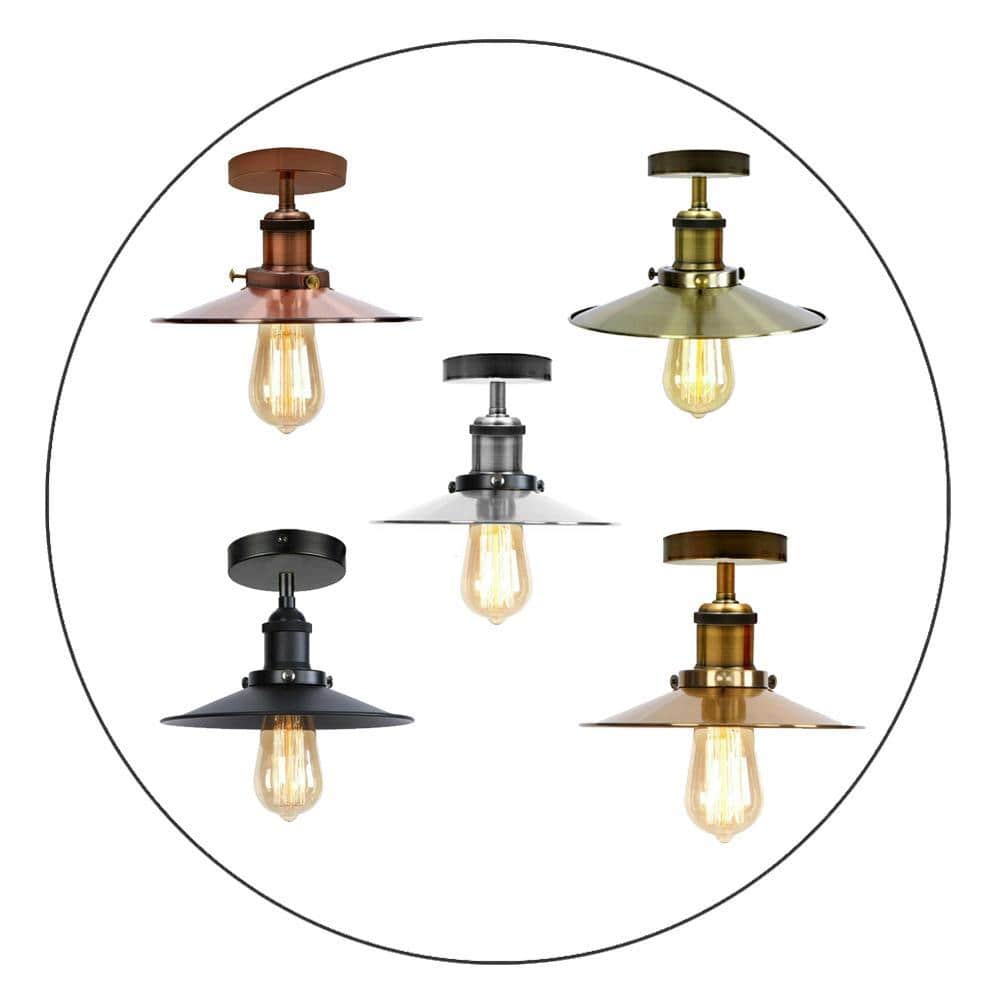 Modern Metal Ceiling Light in various colors, showcasing its stylish semi-flush design.