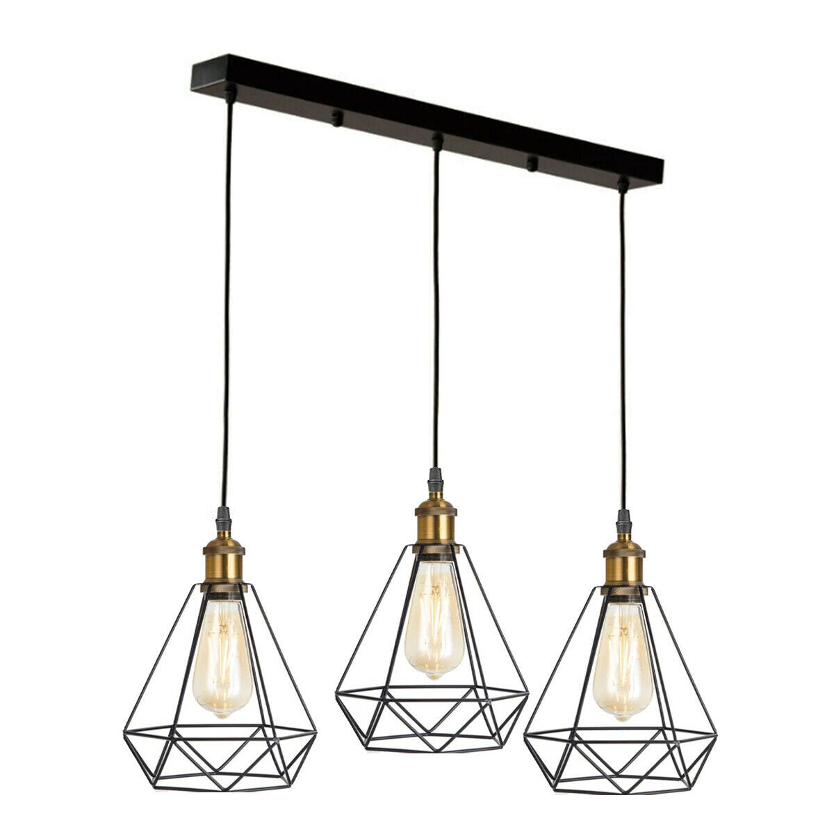 Modern Retro Industrial Ceiling Light Shade with black metal cage design, perfect for home and commercial use.