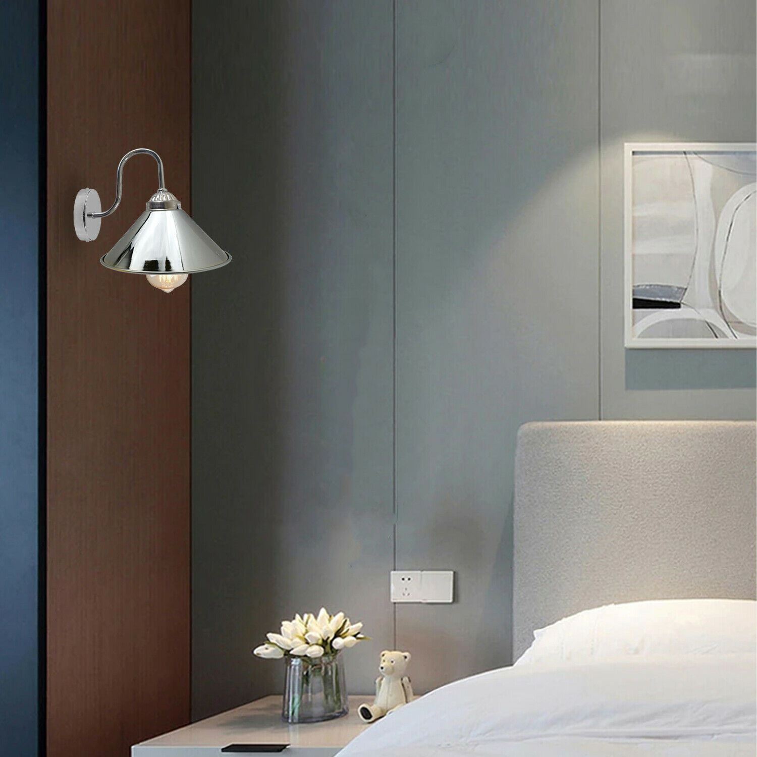 Modern Retro Wall Mounted Metal Sconce Light in black, featuring a sleek cone design, perfect for indoor kitchen and dining areas.