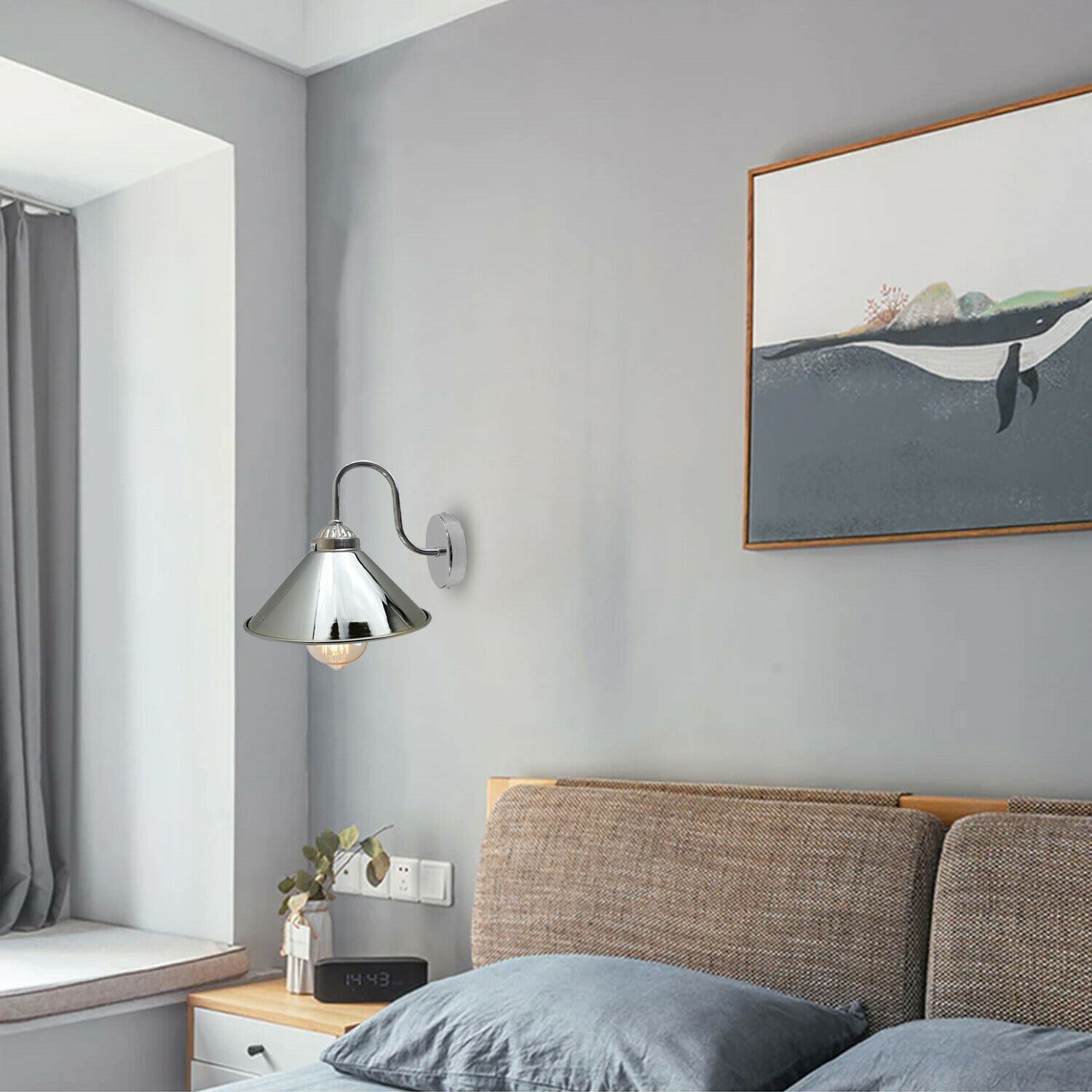 Modern Retro Wall Mounted Metal Sconce Light in black, featuring a sleek cone design, perfect for indoor kitchen and dining areas.