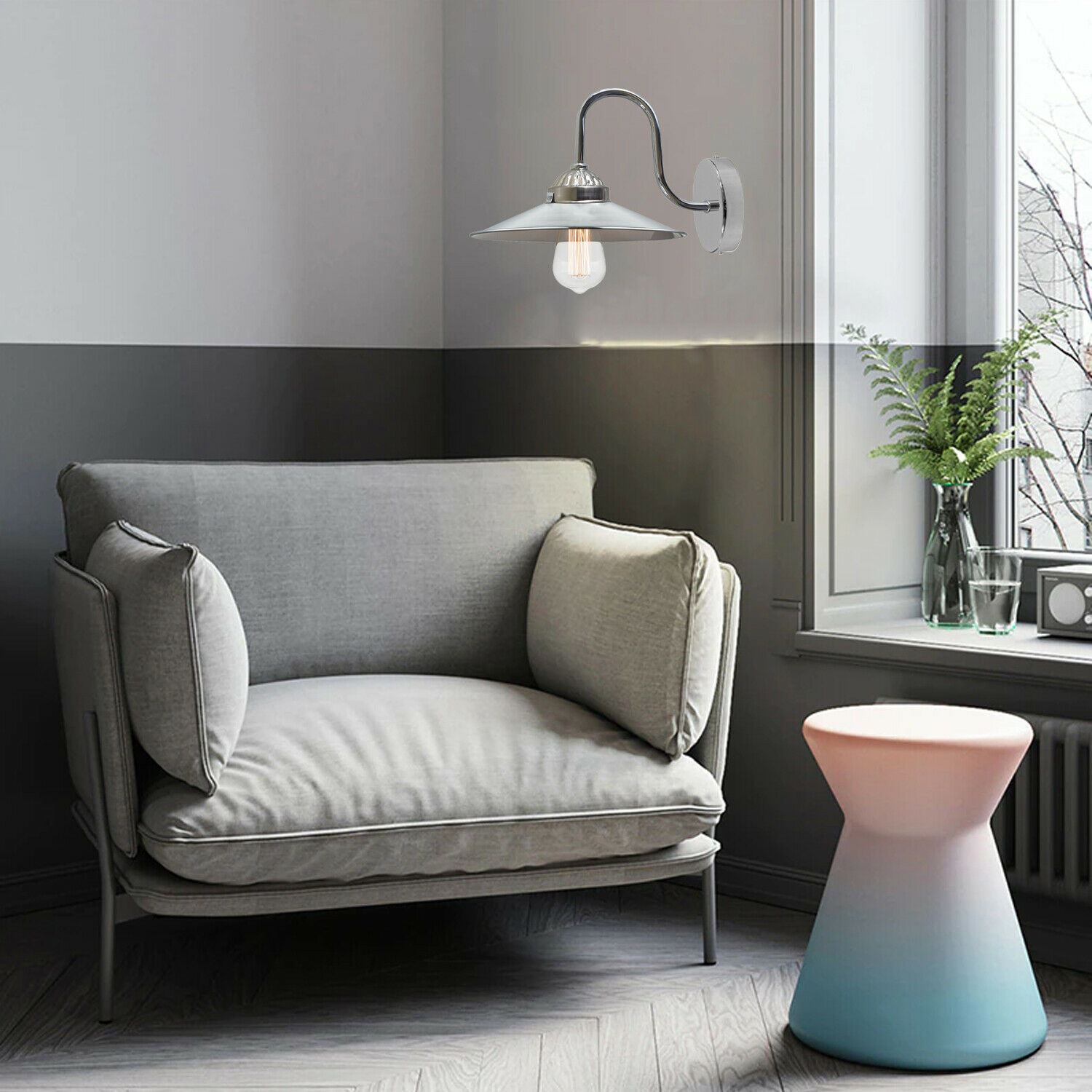 Modern Retro Wall Mounted Metal Sconce Light in black, featuring a sleek cone design, perfect for indoor kitchen and dining areas.