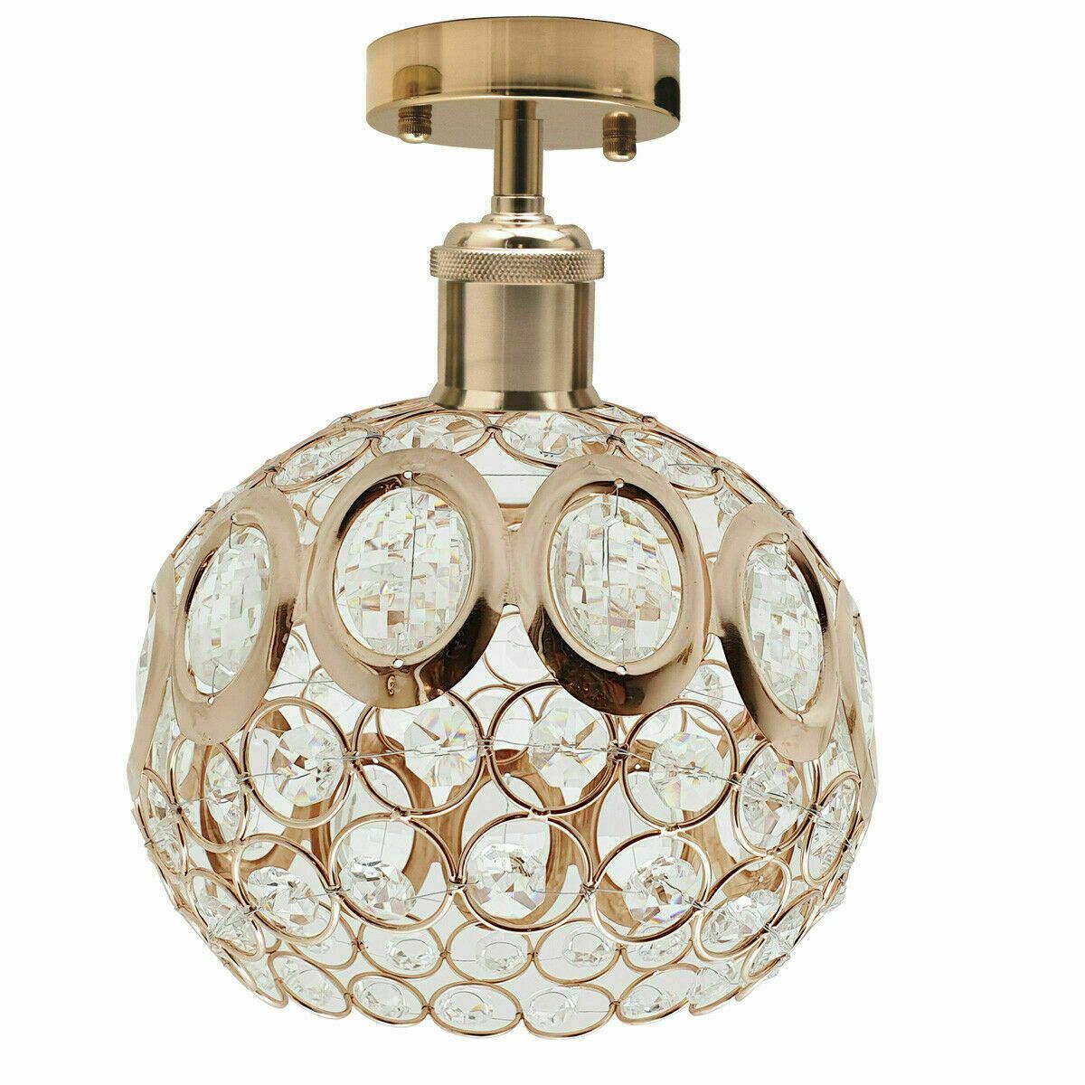 Modern Vintage Multi Lamp Shade Ceiling Light Fitting featuring crystal and French gold design, perfect for home decor.