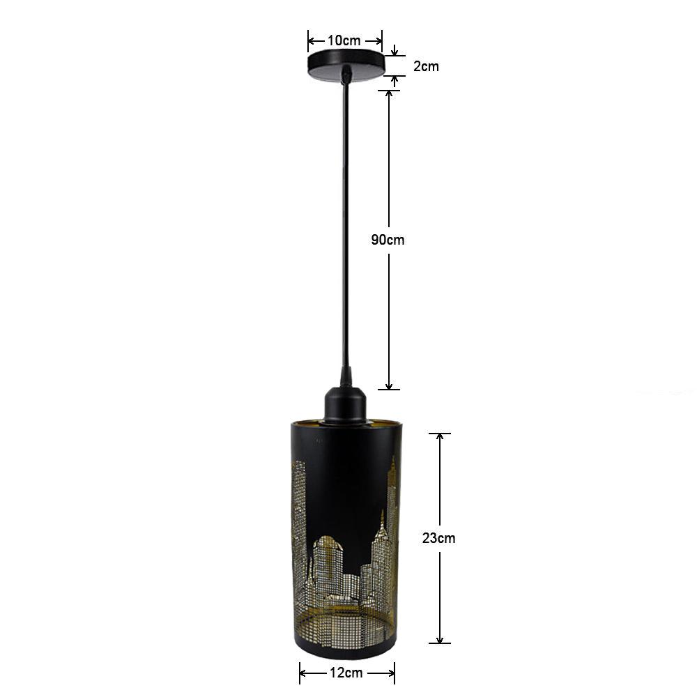 New Modern New York Ceiling Pendant Lamp Shade in black, showcasing its sleek design and industrial style.