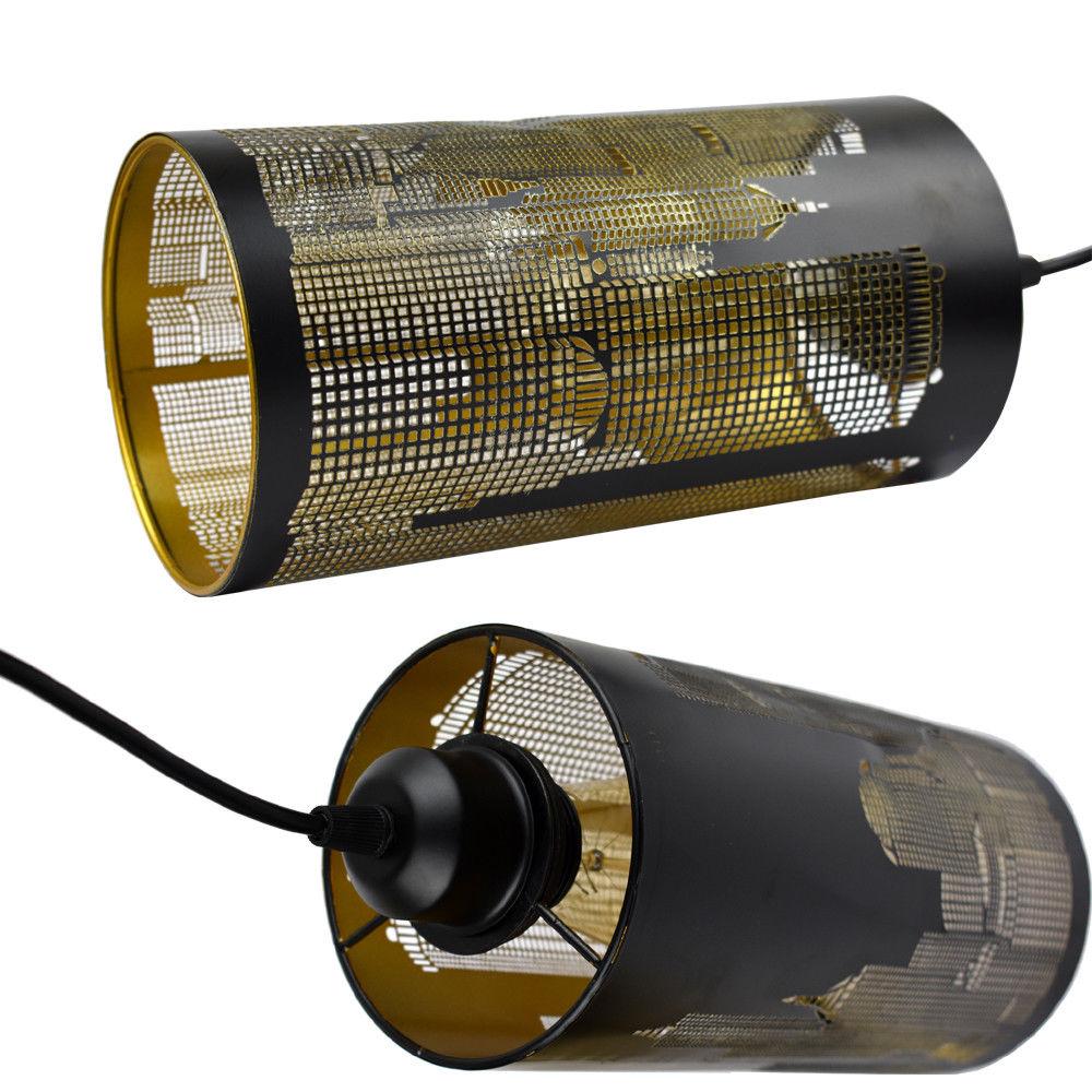 New Modern New York Ceiling Pendant Lamp Shade in black, showcasing its sleek design and industrial style.