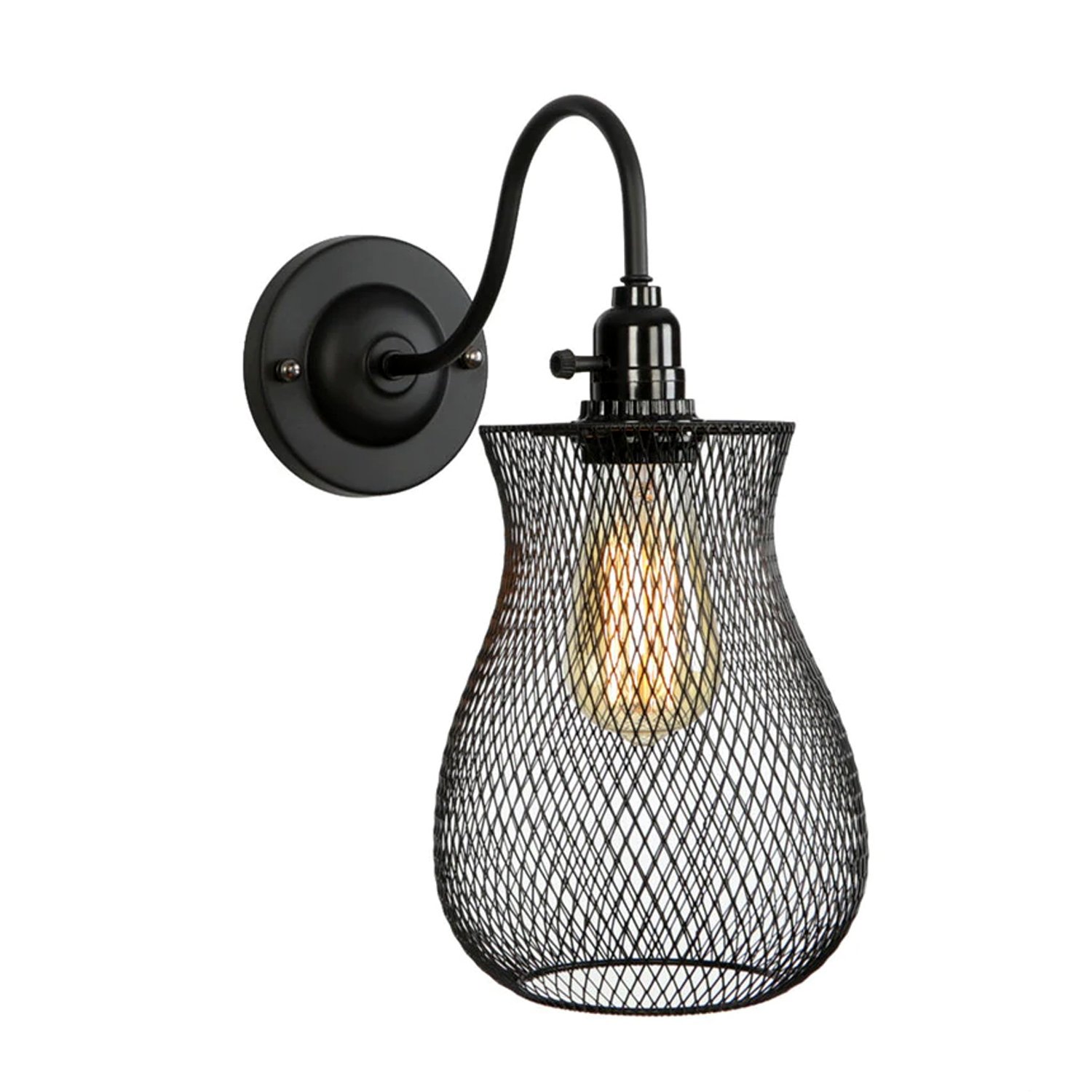 Modern Vintage Industrial Retro Loft Metal Edison Lamp Shade Wall, featuring a stylish cage design made of iron, perfect for home decor.