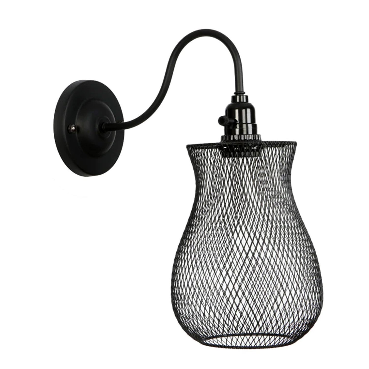 Modern Vintage Industrial Retro Loft Metal Edison Lamp Shade Wall, featuring a stylish cage design made of iron, perfect for home decor.