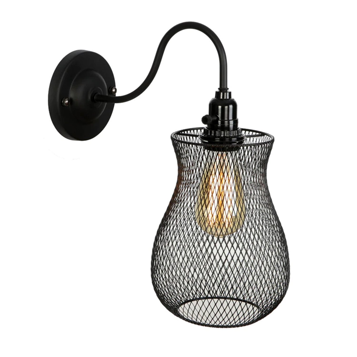 Modern Vintage Industrial Retro Loft Metal Edison Lamp Shade Wall, featuring a stylish cage design made of iron, perfect for home decor.