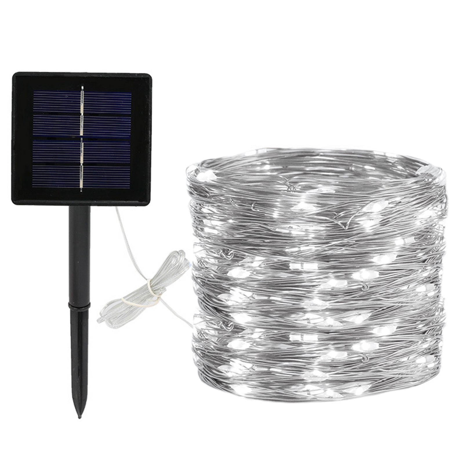 Outdoor Solar Copper Wire Light String Lights with remote control, showcasing flexible copper wire design and vibrant colors.