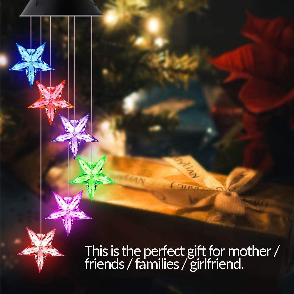 Colorful star-shaped hanging lights.