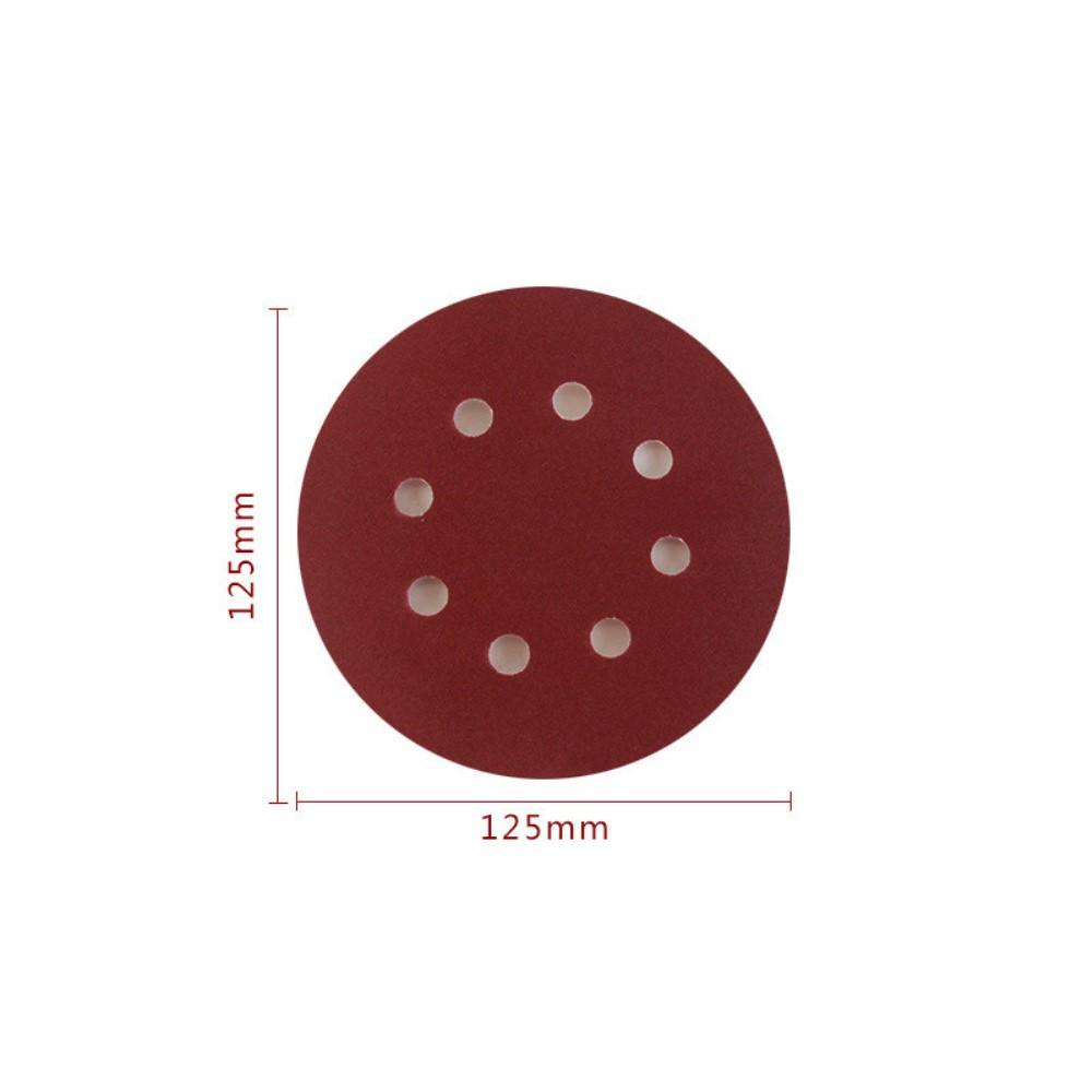 P-120 5 inch 8 Hole Sanding Discs made of aluminum oxide, ideal for sanding metal, wood, and jade surfaces.