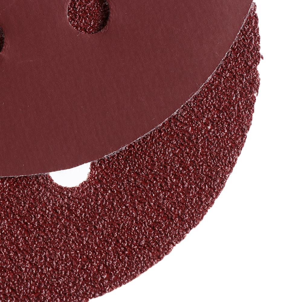 P-120 5 inch 8 Hole Sanding Discs made of aluminum oxide, ideal for sanding metal, wood, and jade surfaces.