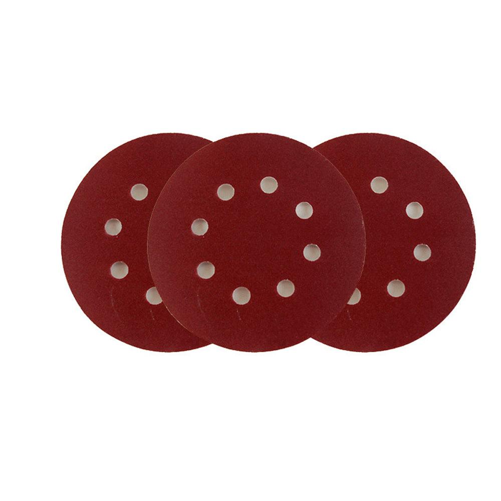 P-120 5 inch 8 Hole Sanding Discs made of aluminum oxide, ideal for sanding metal, wood, and jade surfaces.
