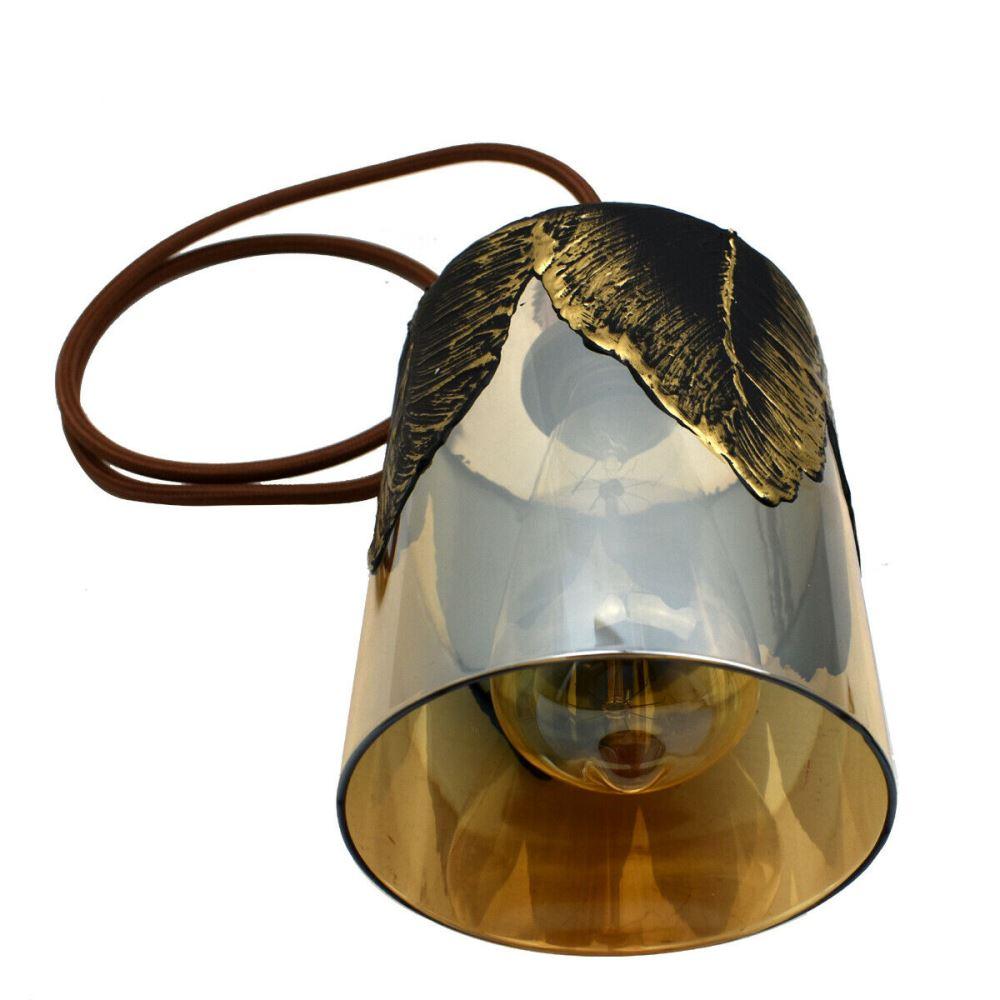Pattern Mug Shape Industrial Ceiling Lamp featuring a glass lampshade and iron hardware, ideal for vintage and industrial decor.