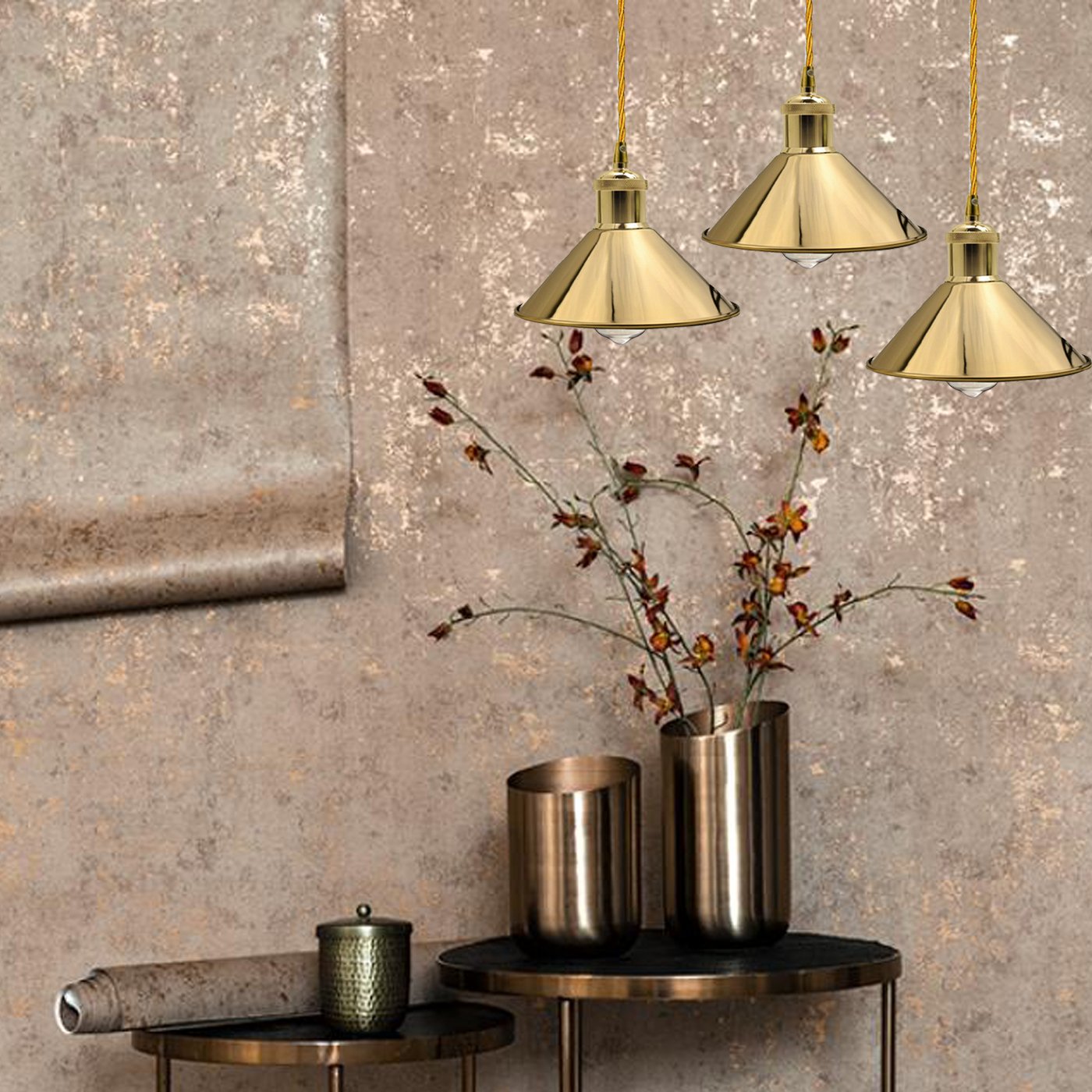 Elegant French Gold pendant light with a sleek dome design, perfect for modern home decor.