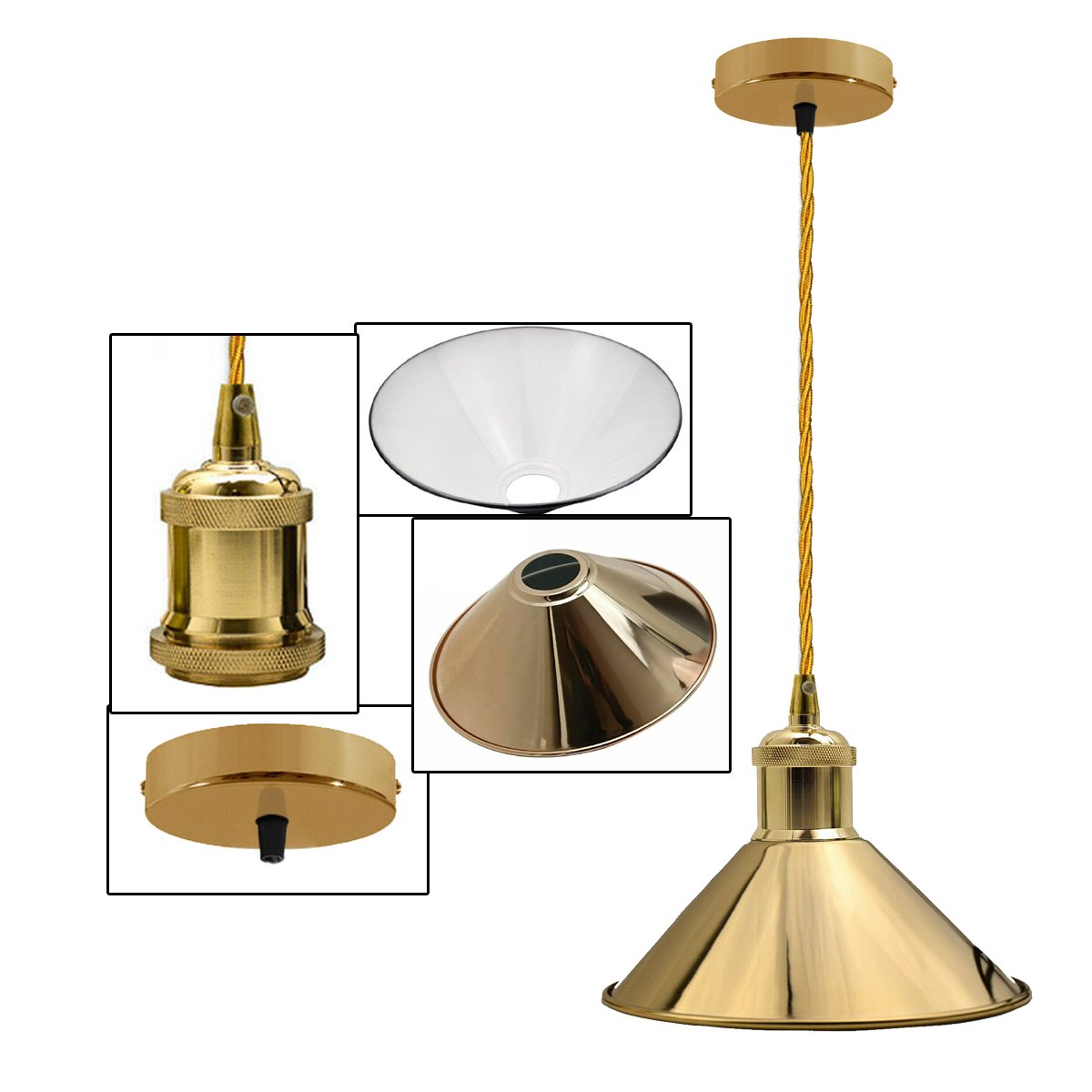 Elegant French Gold pendant light with a sleek dome design, perfect for modern home decor.