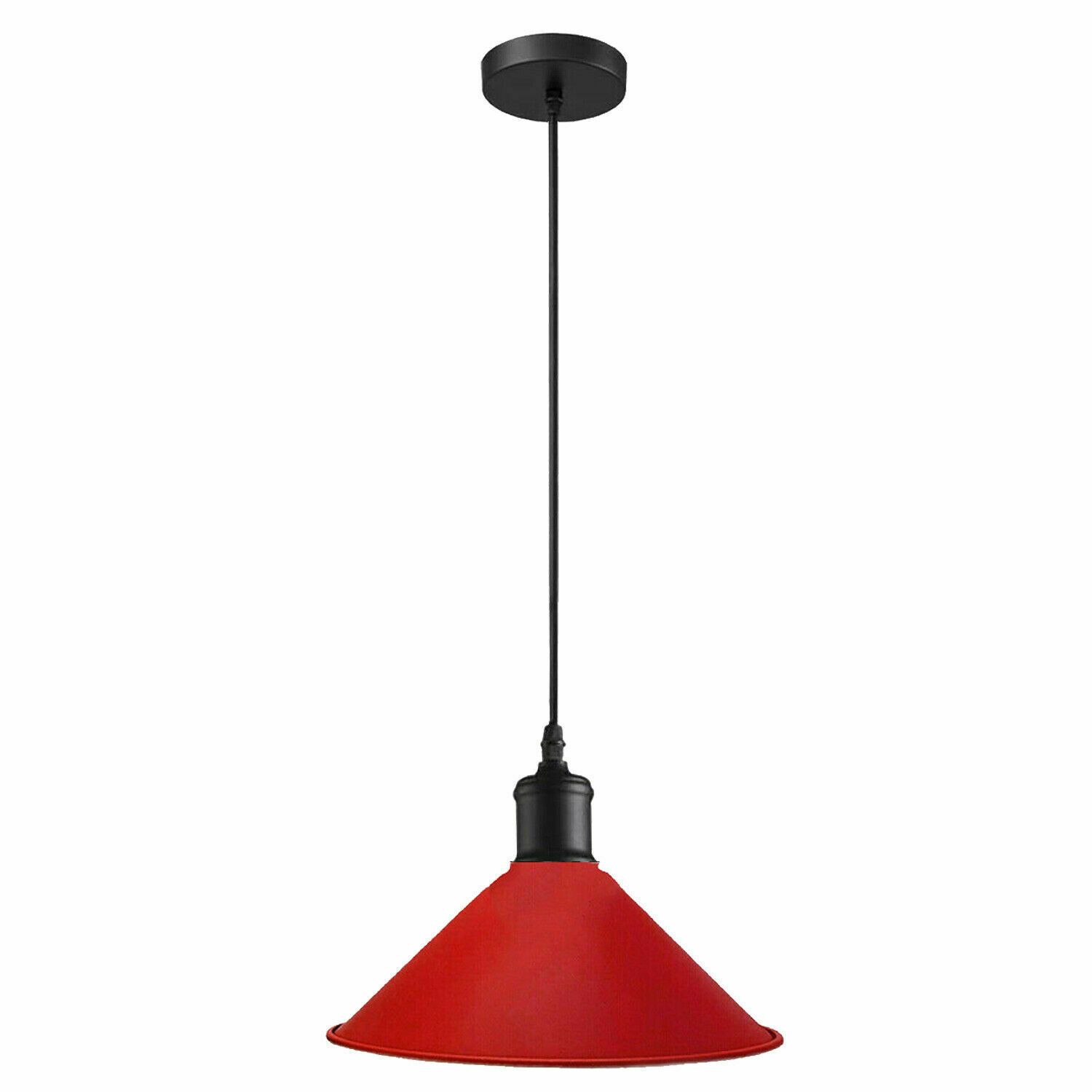 Red Pendant Lamp with industrial design, featuring a sturdy metal shade and a 95CM cable, perfect for modern interiors.