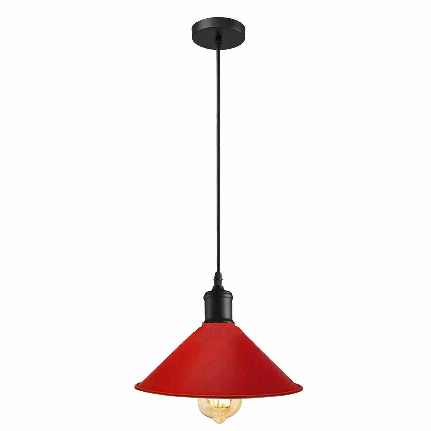 Red Pendant Lamp with industrial design, featuring a sturdy metal shade and a 95CM cable, perfect for modern interiors.