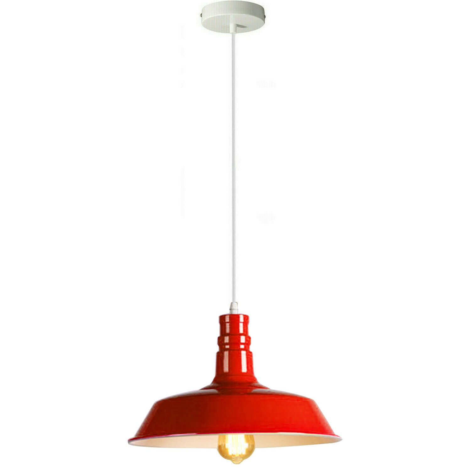 Red Pendant Light Lampshade with E27 bulb holder, showcasing a modern design suitable for various interiors.