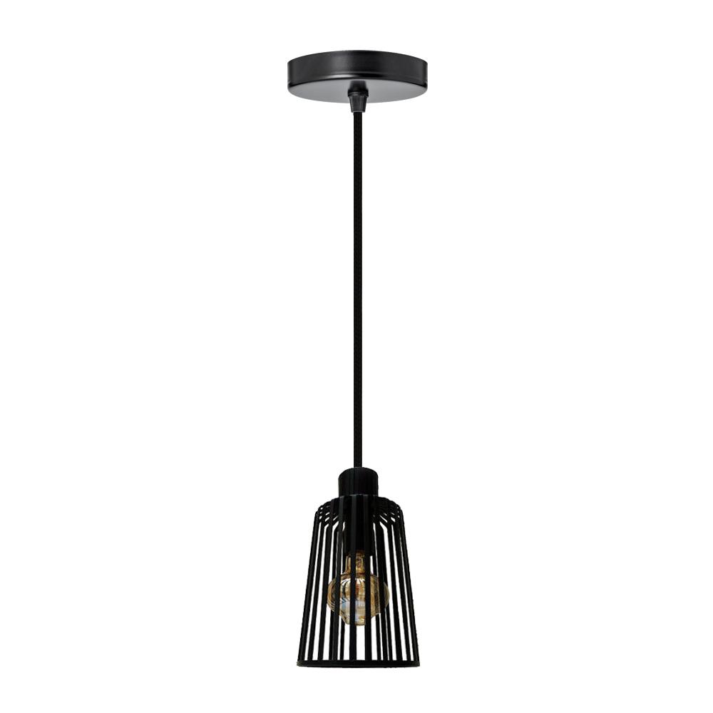 Retro Ceiling Lampshade Cage in black, showcasing its industrial design and vintage charm, perfect for various interior spaces.