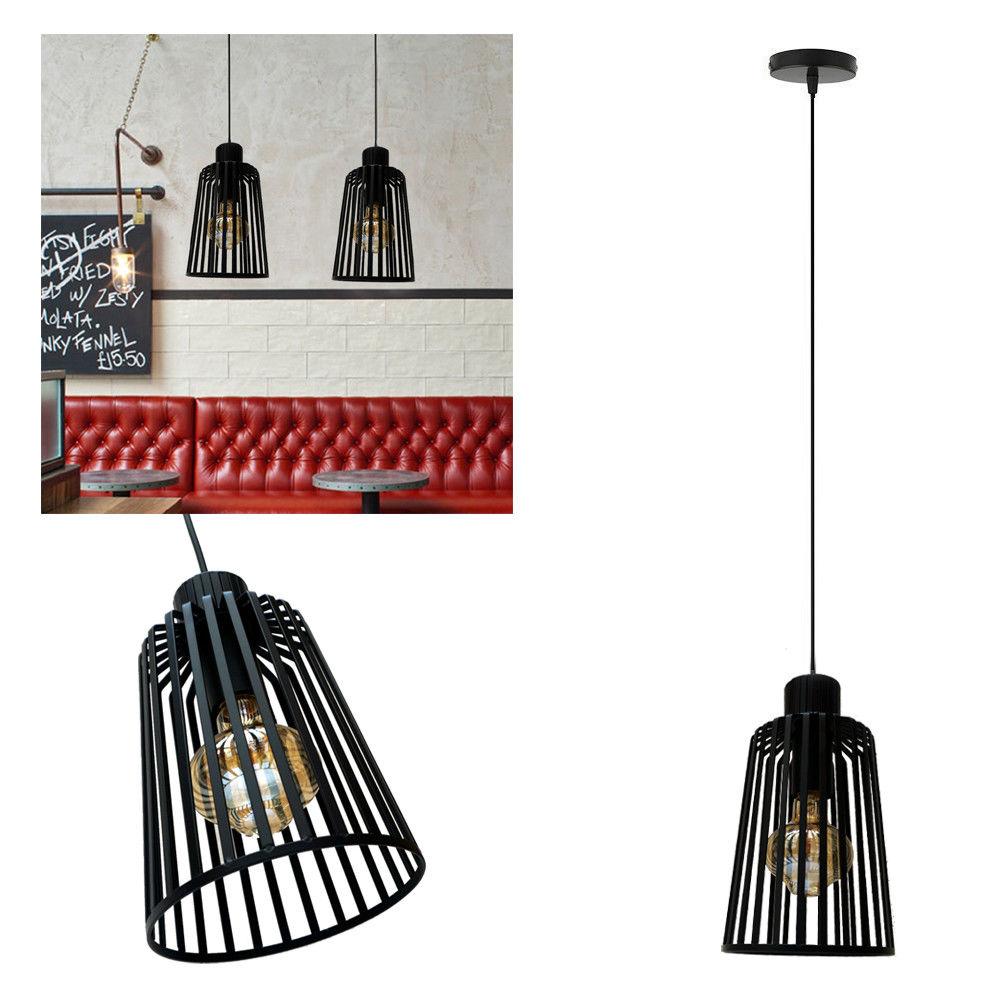 Retro Ceiling Lampshade Cage in black, showcasing its industrial design and vintage charm, perfect for various interior spaces.