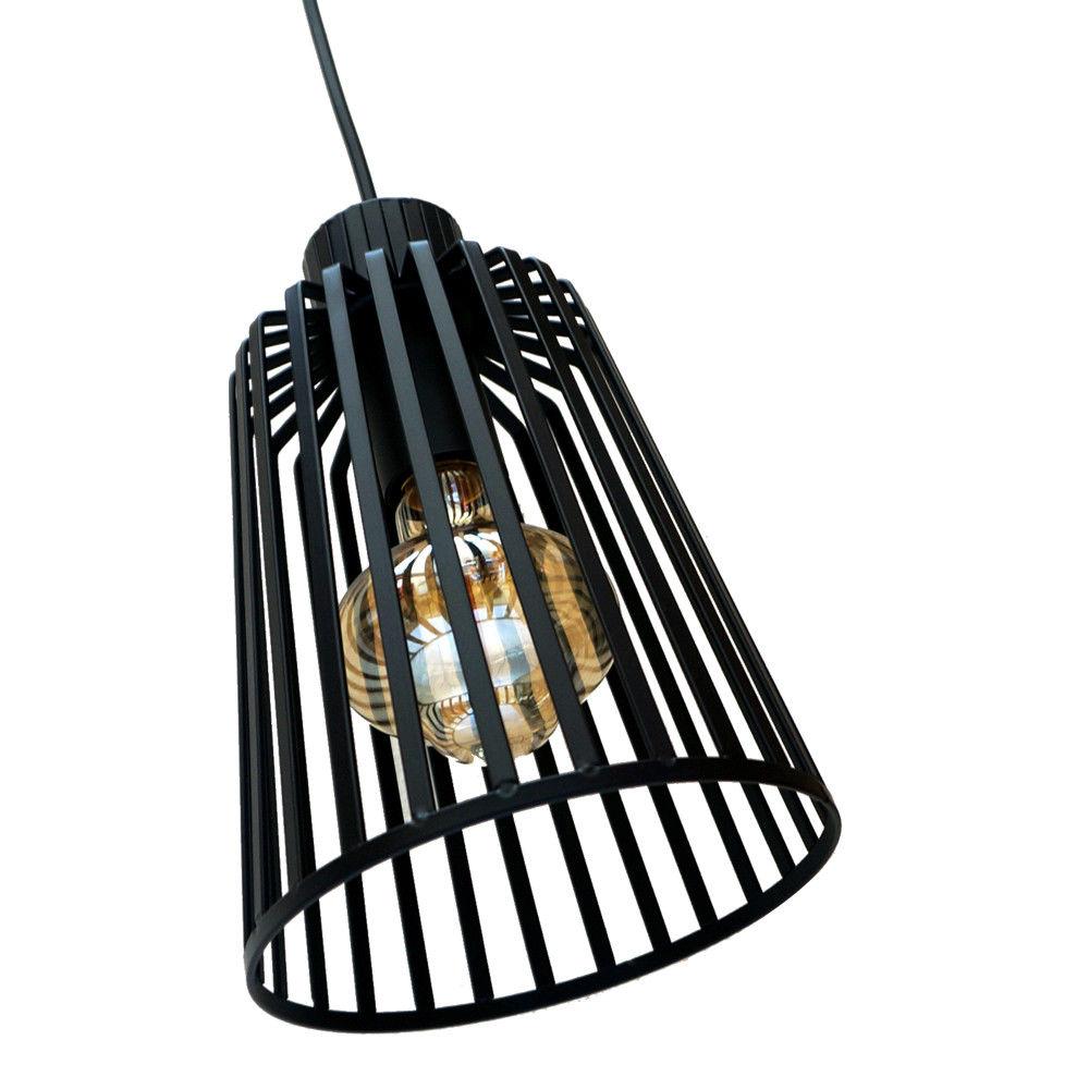 Retro Ceiling Lampshade Cage in black, showcasing its industrial design and vintage charm, perfect for various interior spaces.
