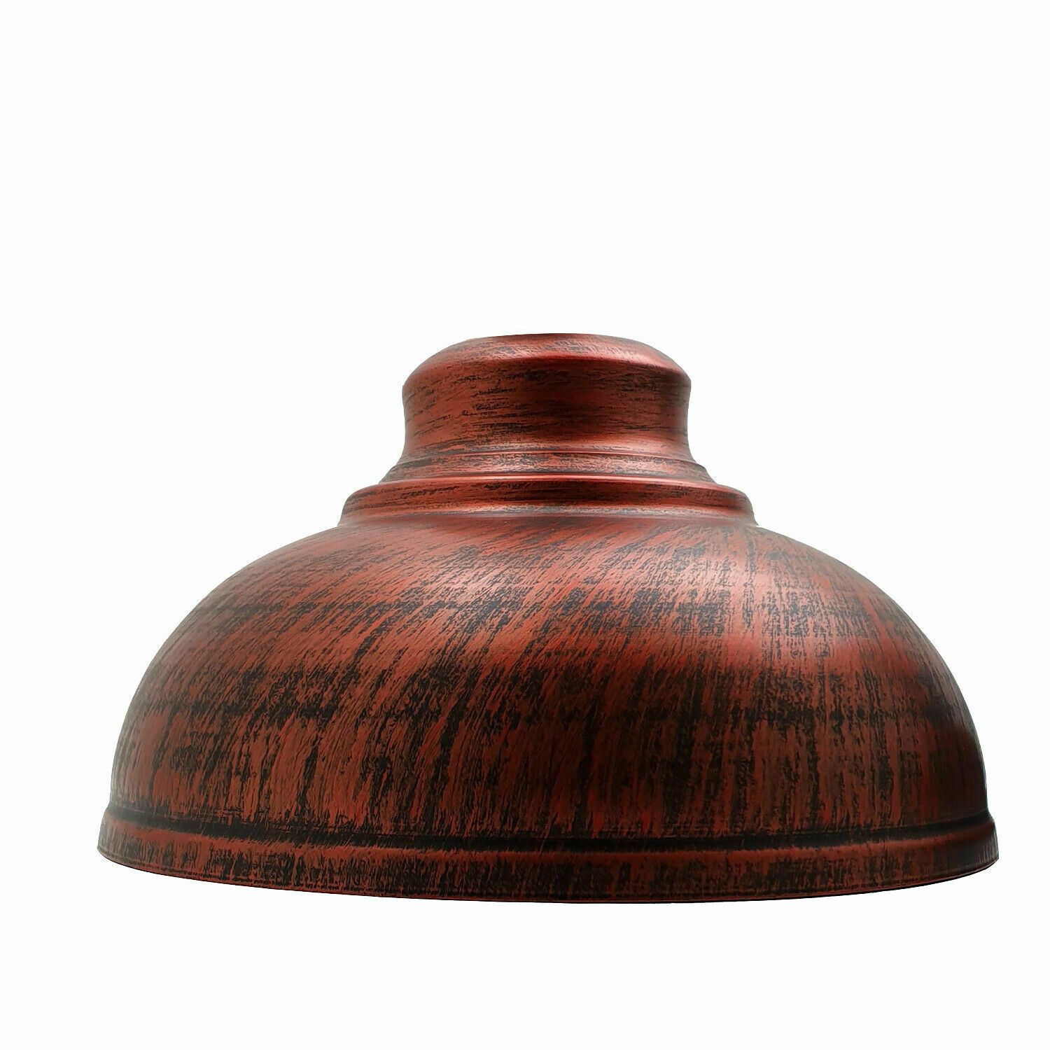 Retro Curvy Metal Easy Fit Lamp Shade in Rustic Red, showcasing its unique design and sturdy metal construction.