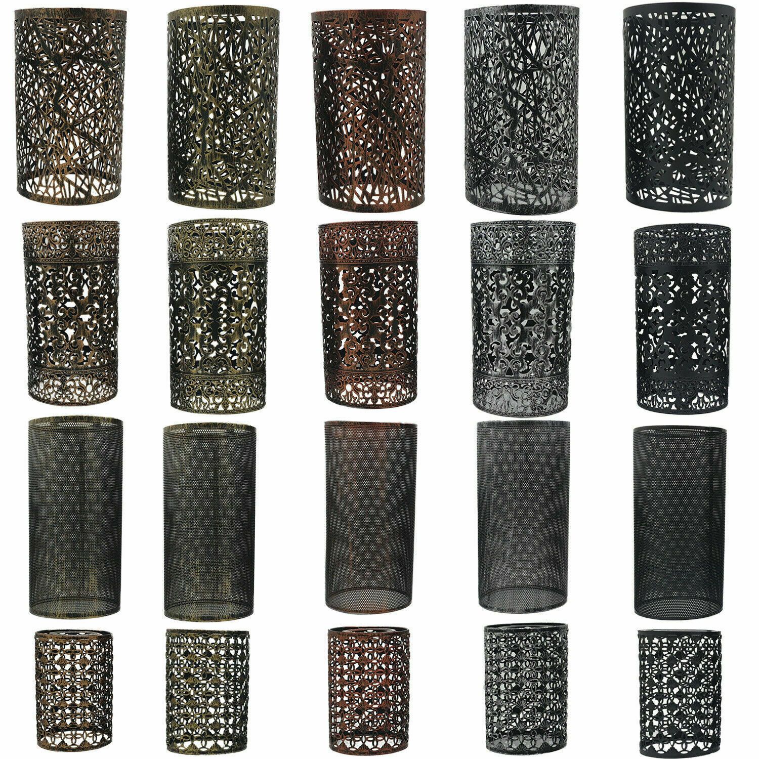 Retro Drum Cage Hanging Pendant Lamp Shade in various colors, showcasing its industrial design and versatility.