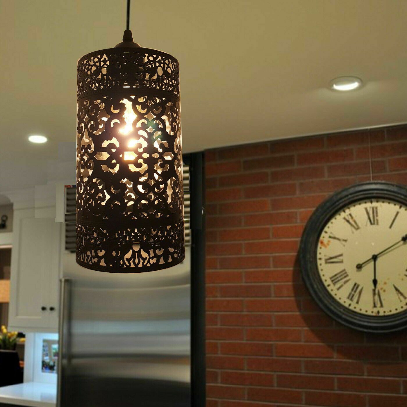 Retro Drum Cage Hanging Pendant Lamp Shade in various colors, showcasing its industrial design and versatility.