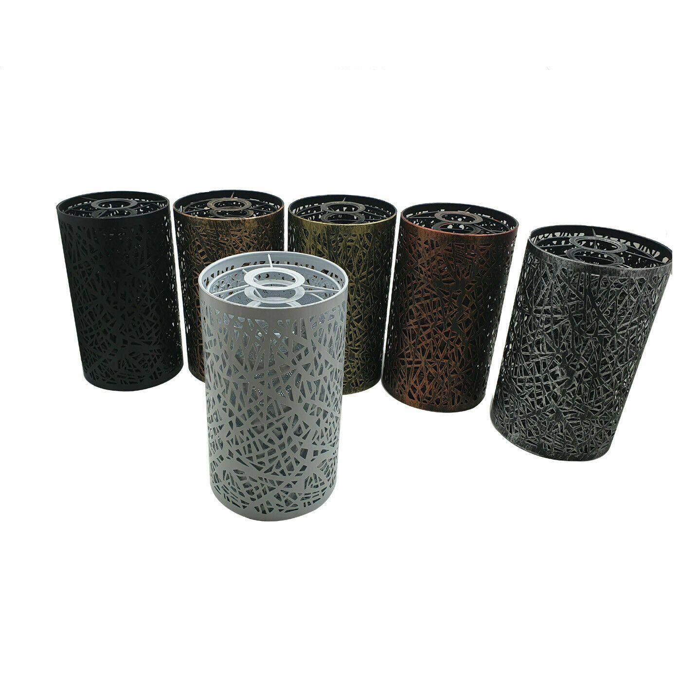 Retro Drum Cage Hanging Pendant Lamp Shade in various colors, showcasing its industrial design and versatility.