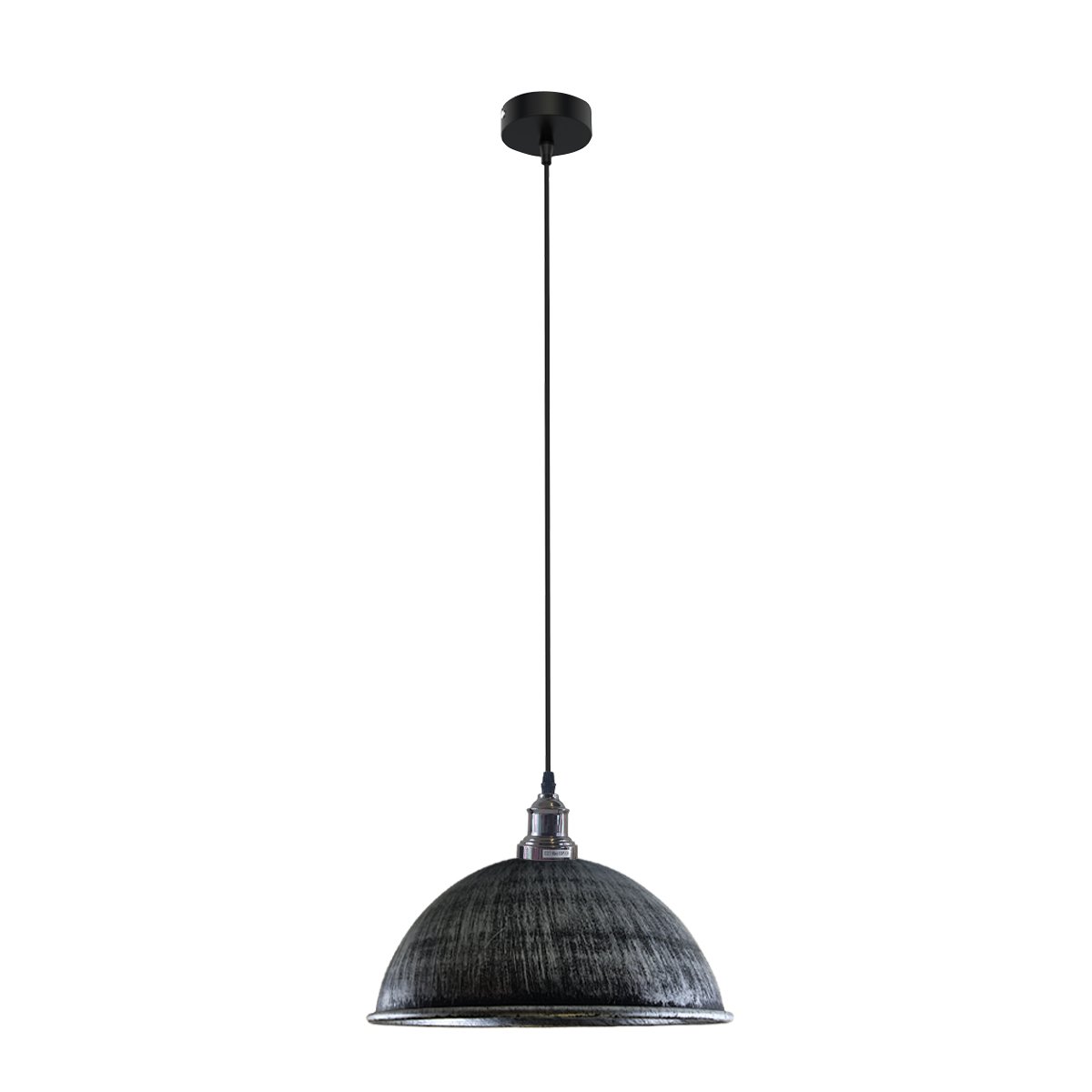 Retro Industrial Ceiling E27 Hanging Pendant Light Shade with brushed nickel finish and white interior, perfect for modern decor.