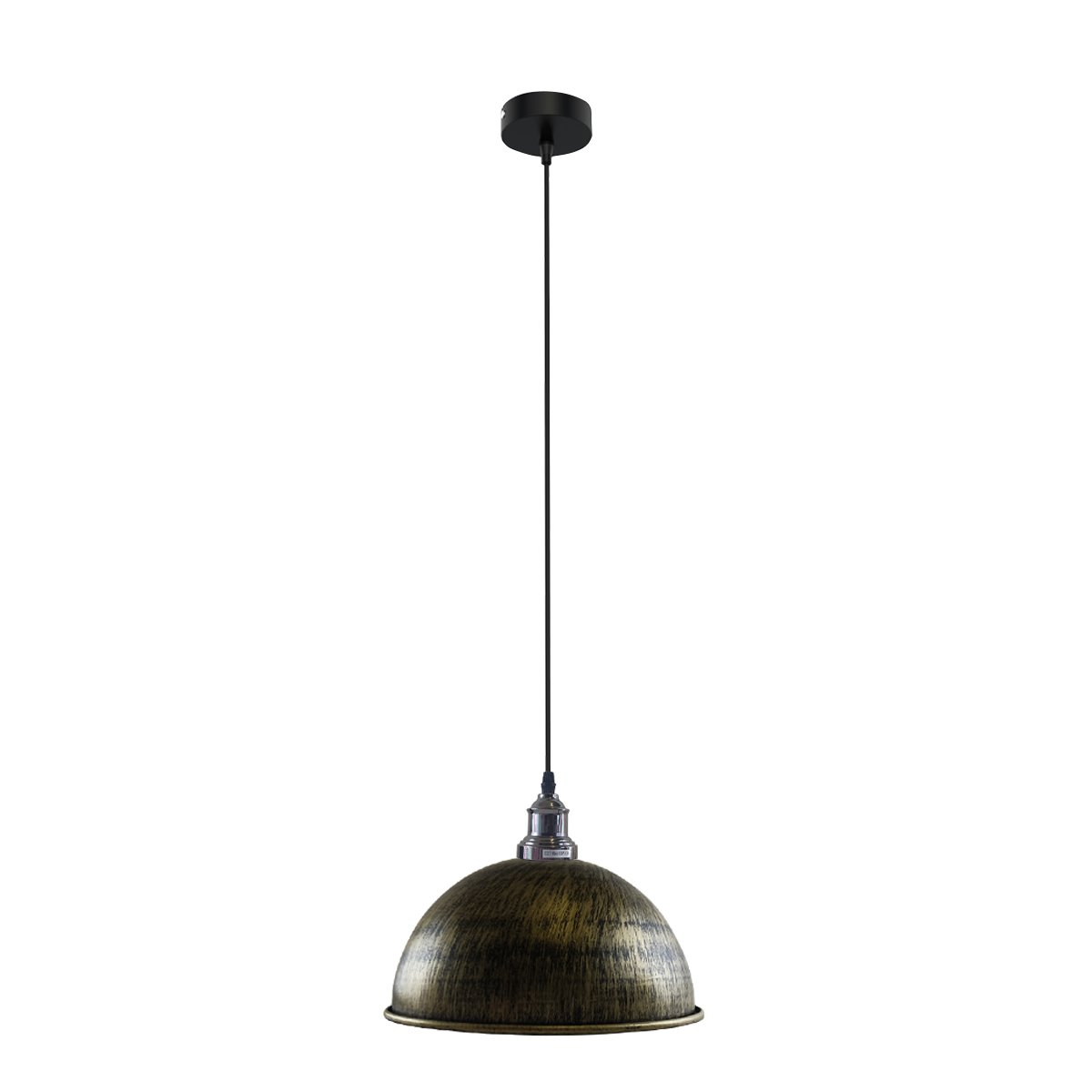 Retro Industrial Ceiling E27 Hanging Pendant Light Shade with brushed nickel finish and white interior, ideal for modern decor.