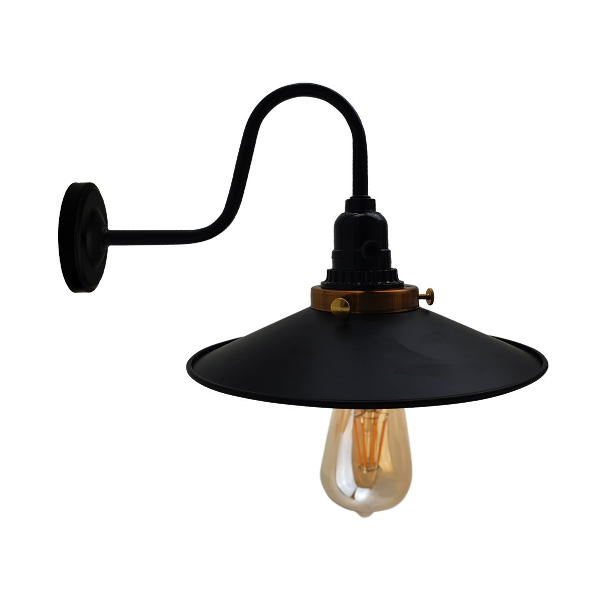Retro Industrial Indoor Metal Lily Cage Wall Light Sconce in black, showcasing its vintage design and E27 lamp base.