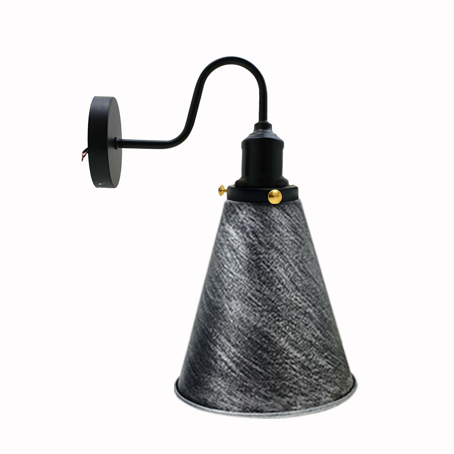 Retro Industrial Wall Mounted Vintage Light with cone-shaped metal shade in various colors, enhancing rustic home décor.