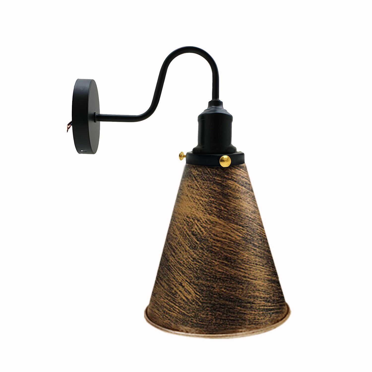 Retro Industrial Wall Mounted Vintage Light with cone-shaped metal shade in various colors, enhancing rustic home décor.