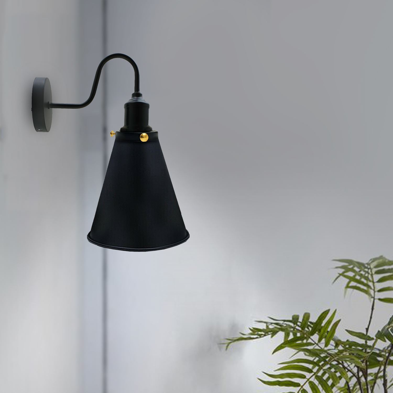 Retro Industrial Wall Mounted Vintage Light with cone-shaped metal shade in various colors, enhancing rustic home décor.