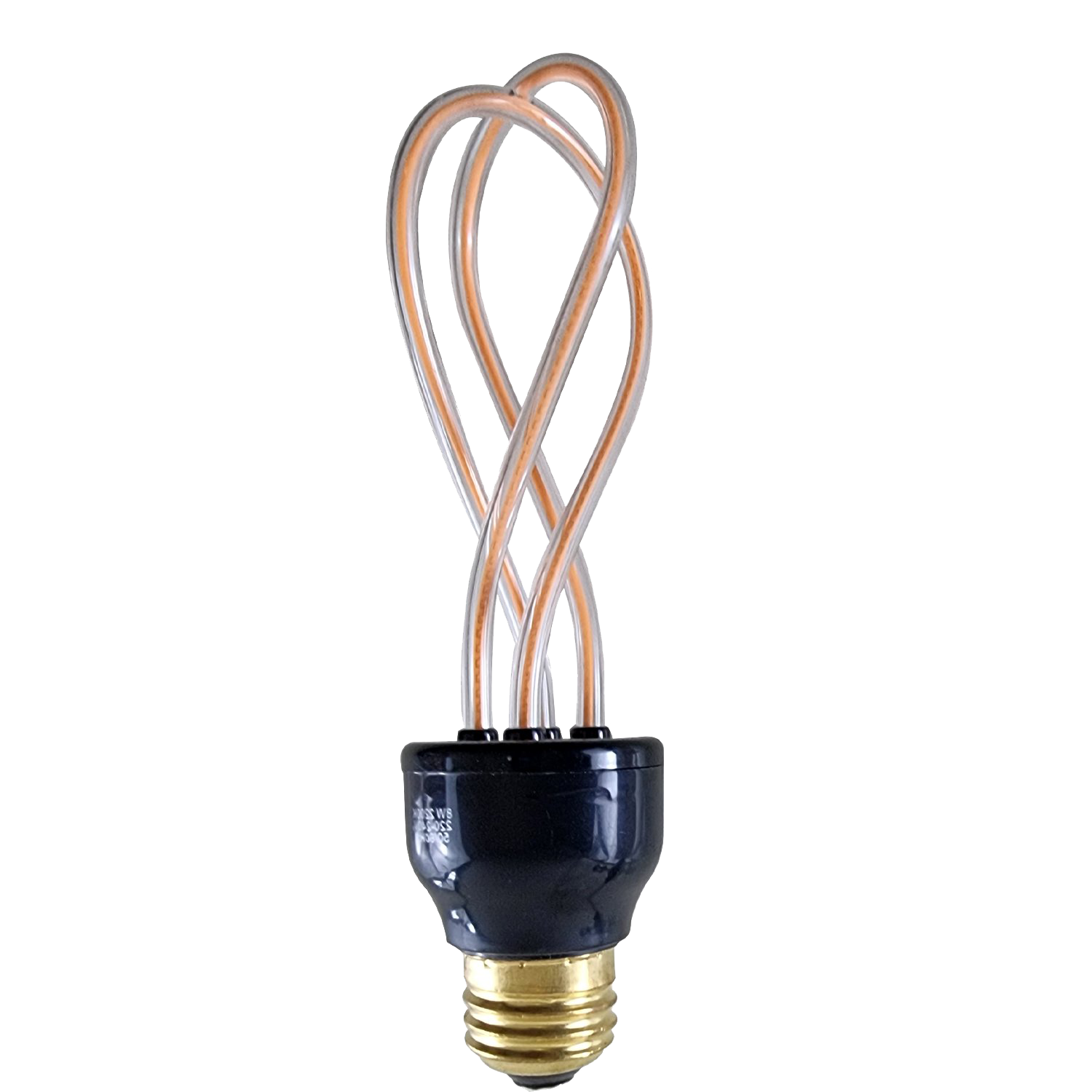 Retro LED 8W Soft Filament E27 Screw Decorative Industrial Light showcasing a curvy filament design emitting warm yellow light.