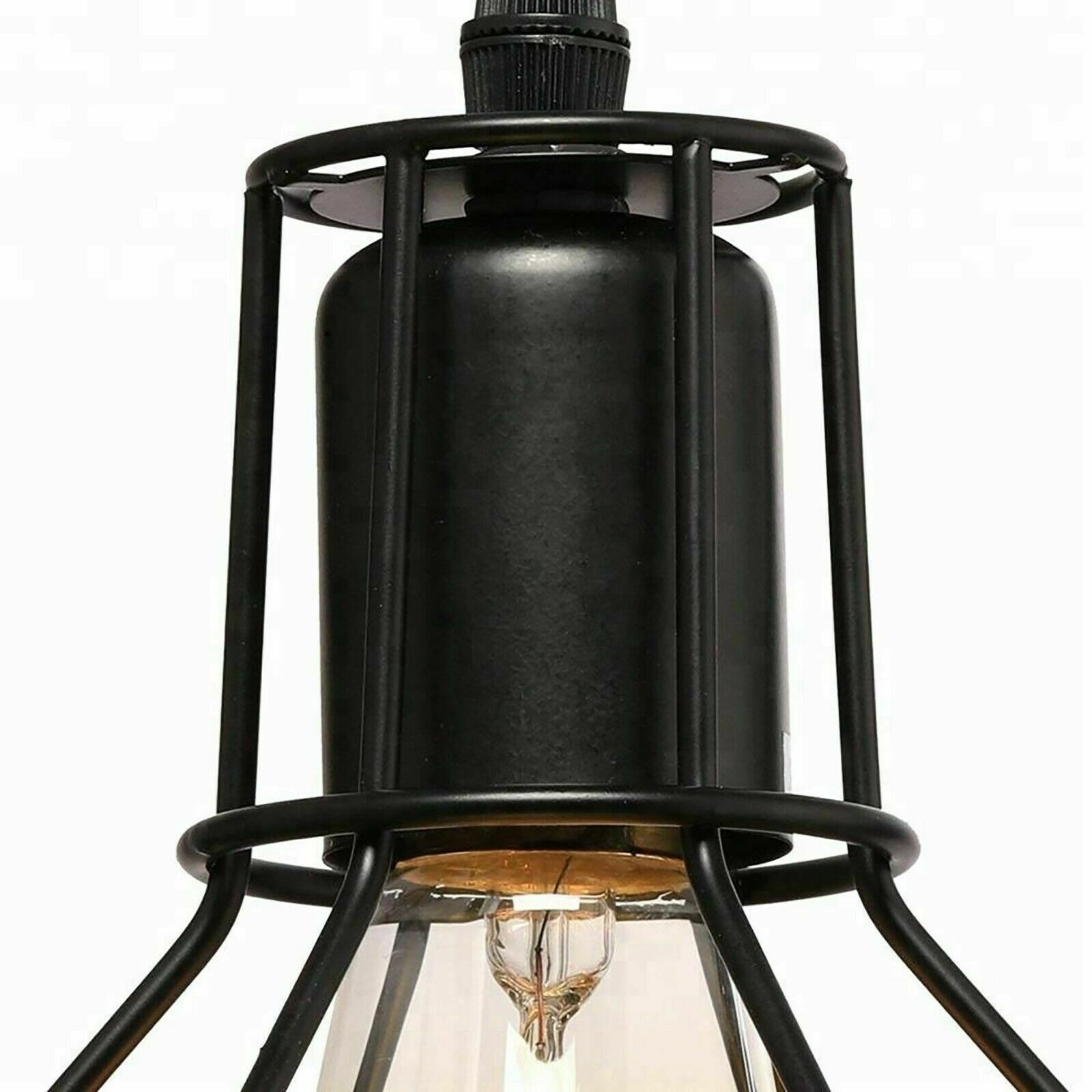 Retro Loft 3 Head Ceiling Light Shade Pendant Lamp with three E27 bulbs in Black, Brushed Silver/Copper, and Rustic Red colors.