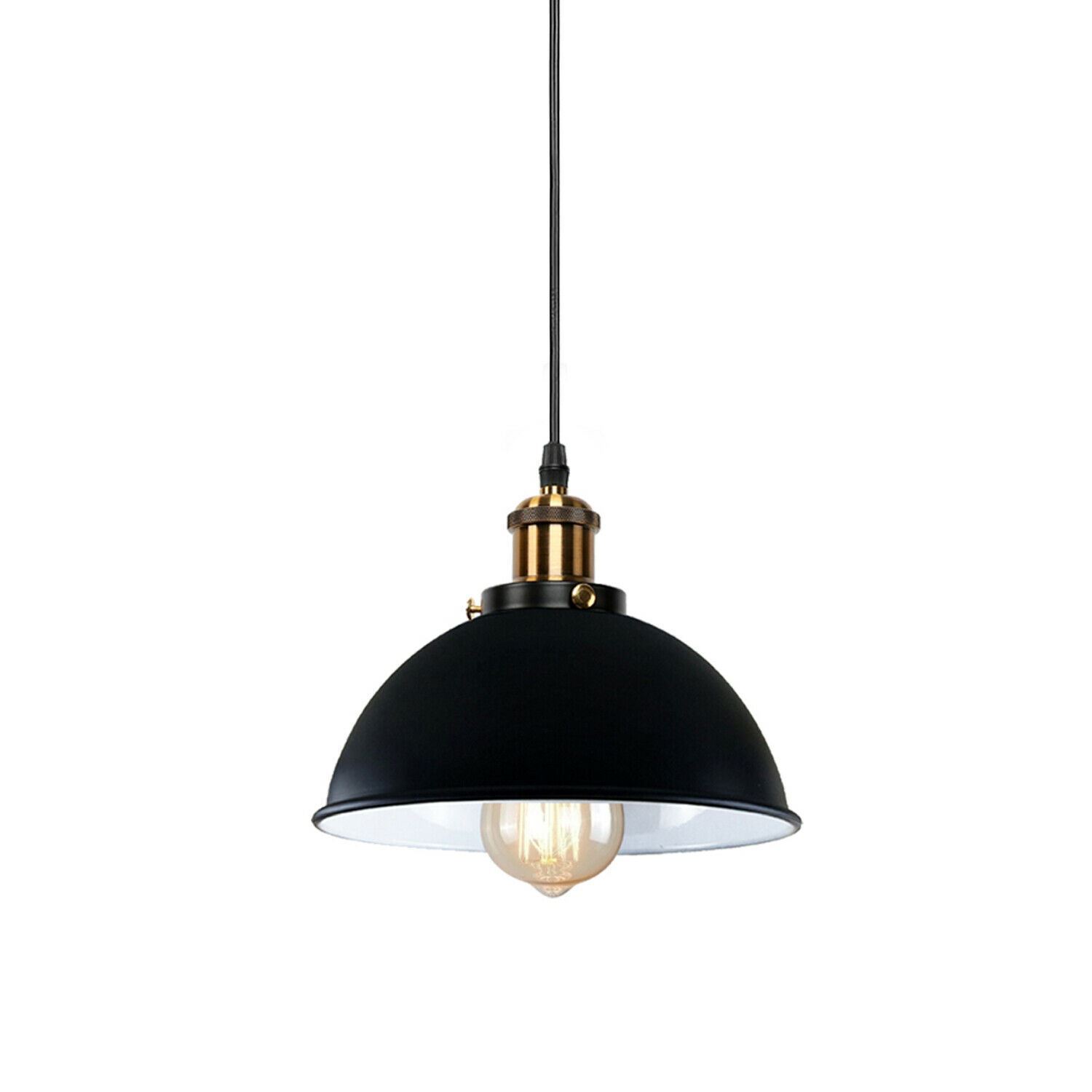 Retro Loft Adjustable Antique Metal Pendant Ceiling Light with black finish and adjustable height, perfect for stylish ambient lighting.