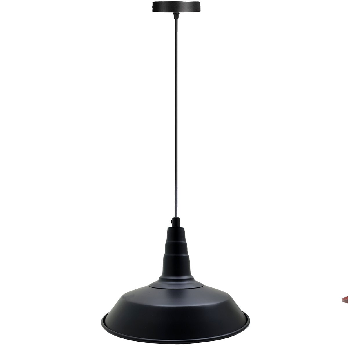 Retro Metal Pendant Lampshade in black, showcasing vintage industrial design for stylish lighting.